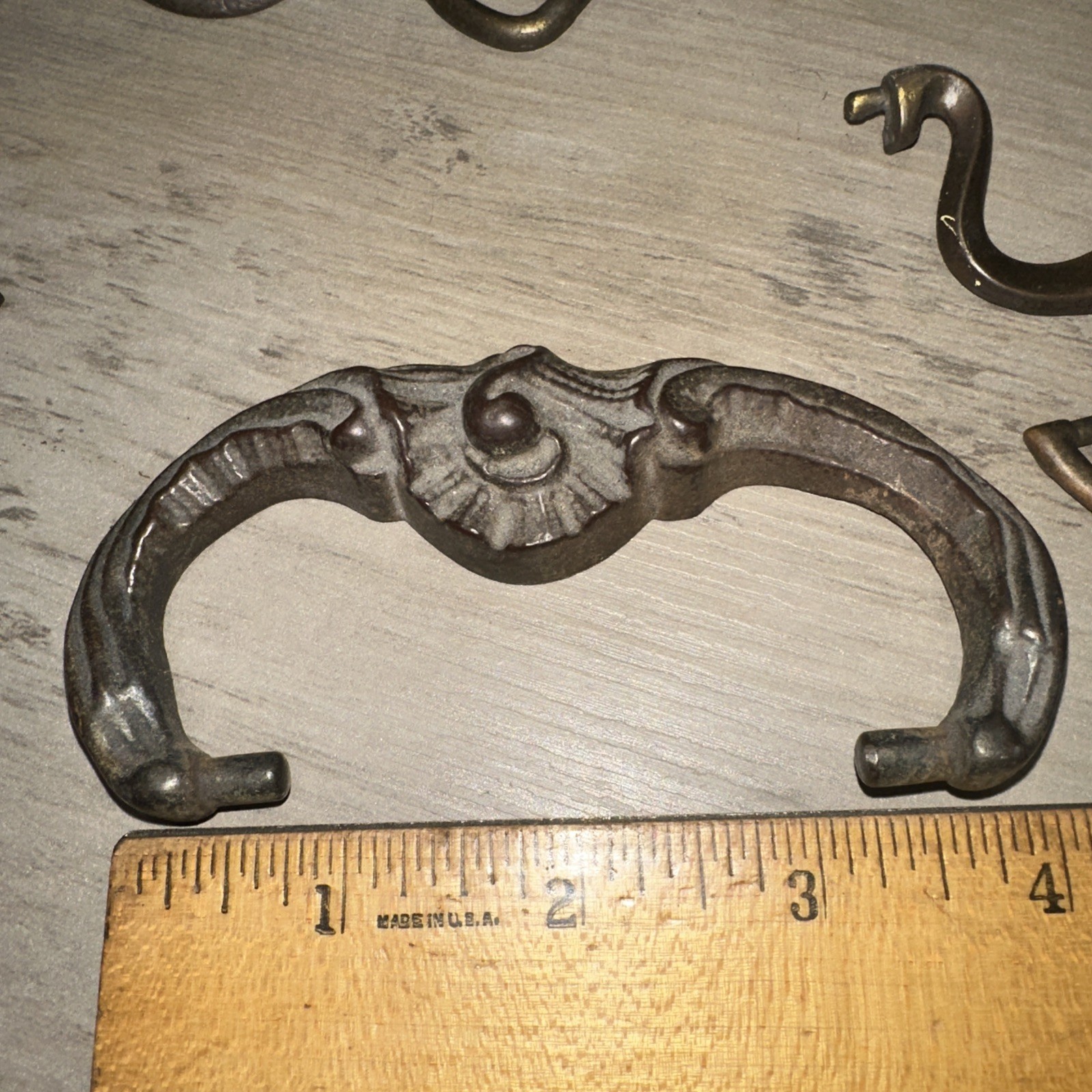 11 Old Drawer Pull Handles Nice Variety, Brass & Steel Vintage