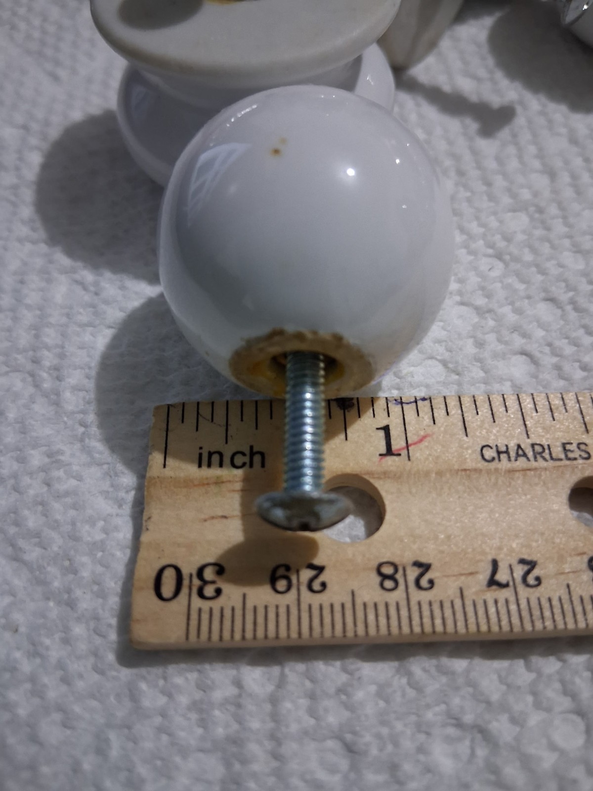 White round Vintage Drawer/Cabinet Knobs with Screws