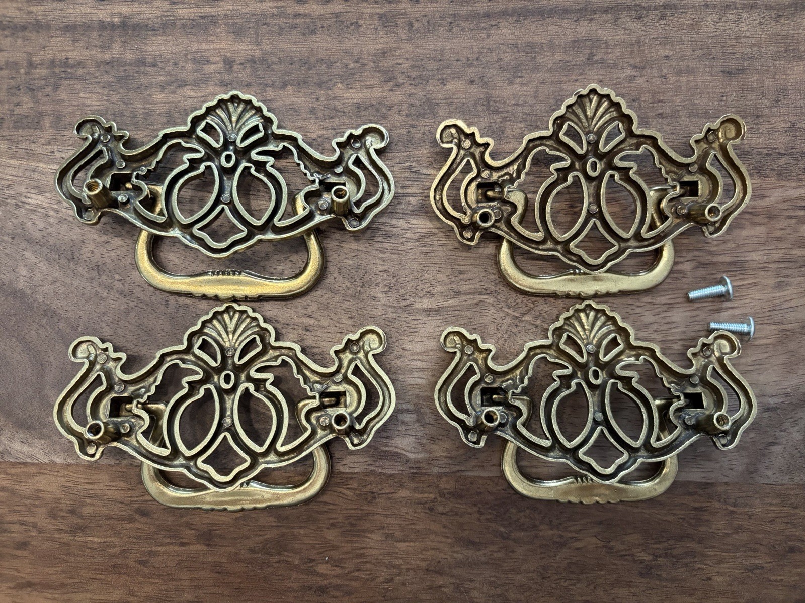(4 Pack) 3 inch Chippendale Bail Pull Antique English-vintage solid Brass
