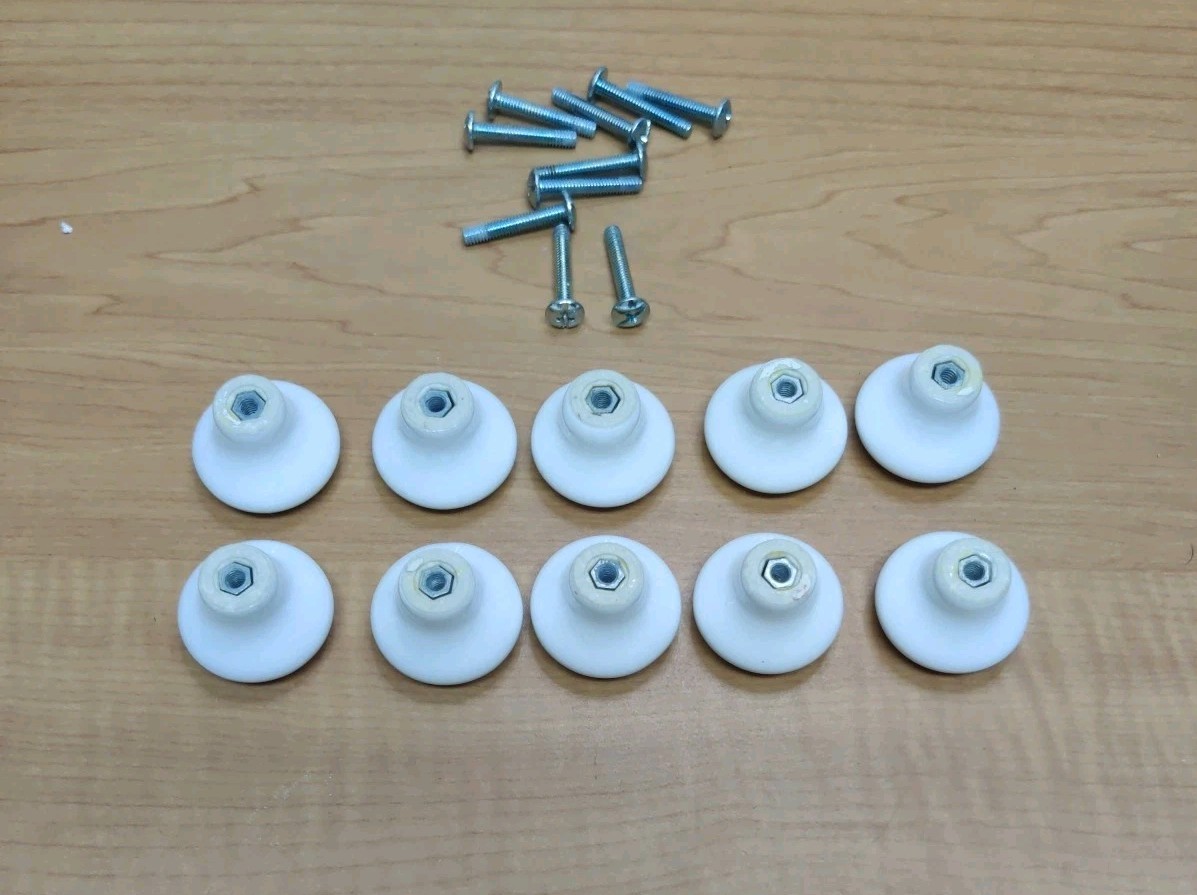 Porcelain Drawer Cabinet Pulls White Floral Roses SET of 10