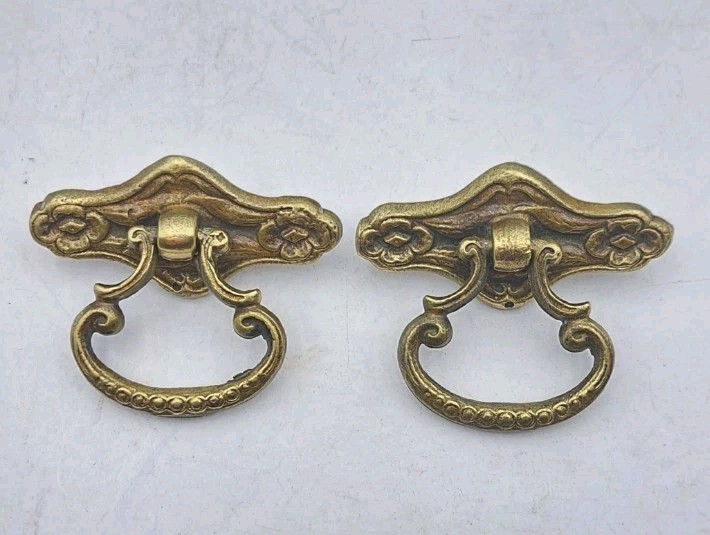 Antique Drop Handles Drawer Pulls Door Dresser Vintage Furniture Hardware Pair