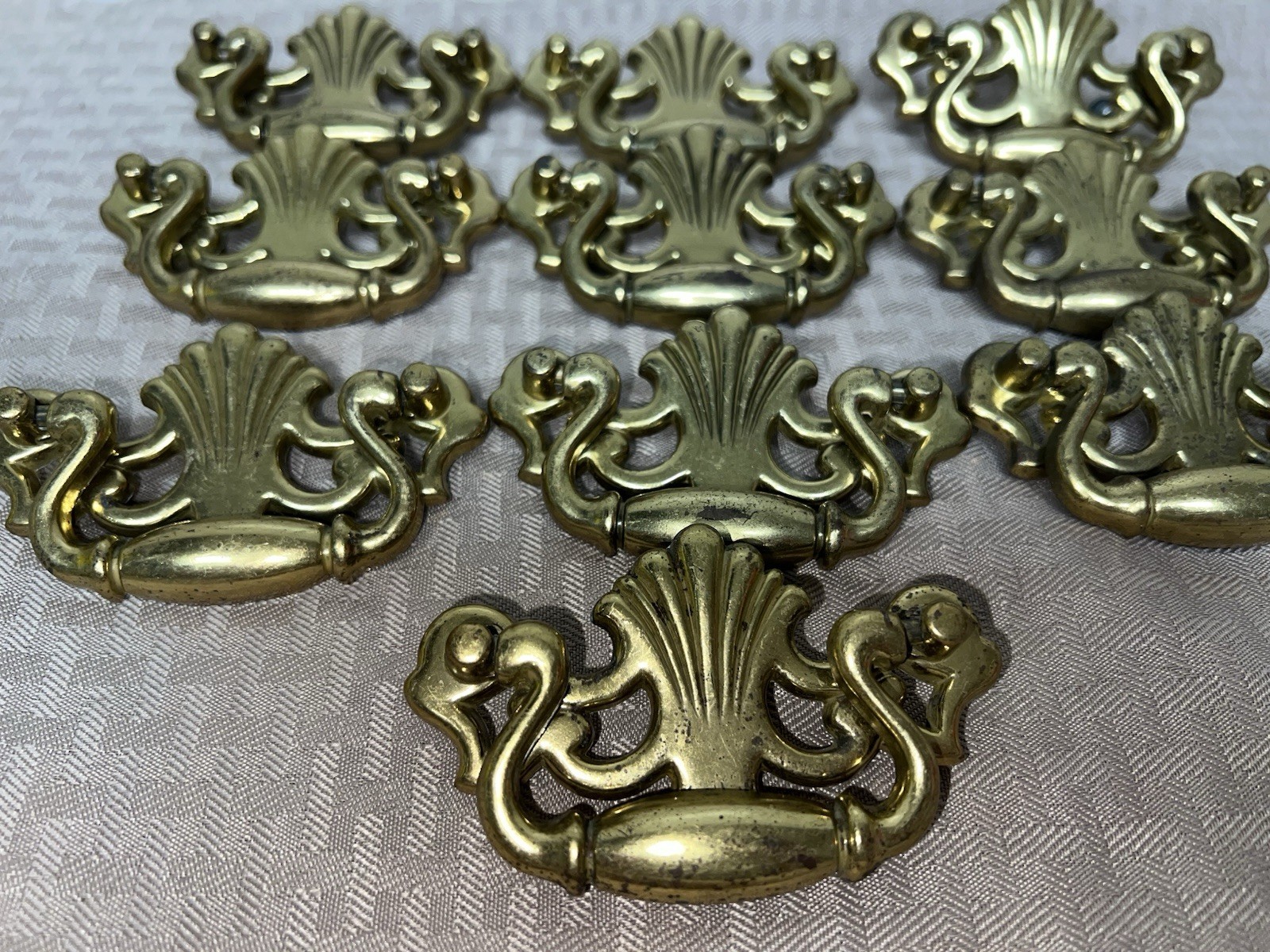 Lot 10 Vintage Brass Drop Bail Pull Handle Drawer 1986 BPC 21016 Chipendale