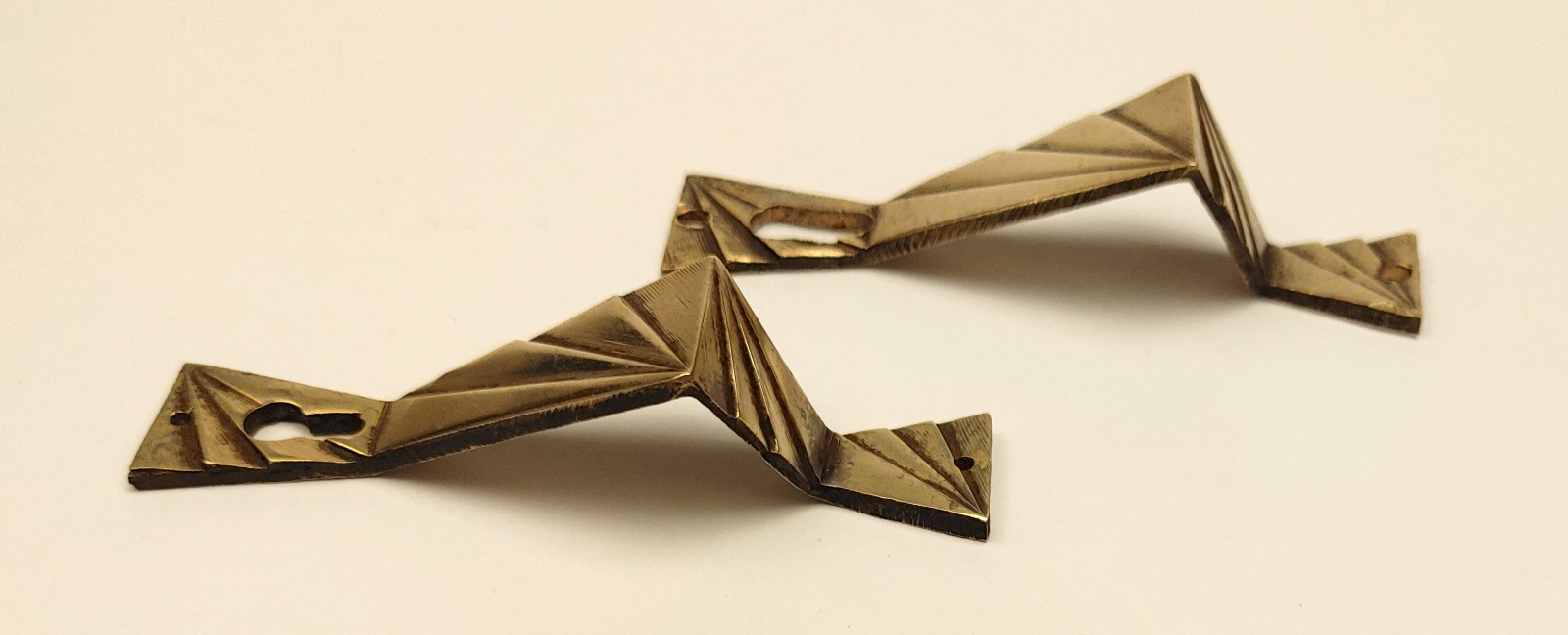 Antique Art Deco Brass Knob Drawer Pull Handle Pulls Knobs Handles Geometric