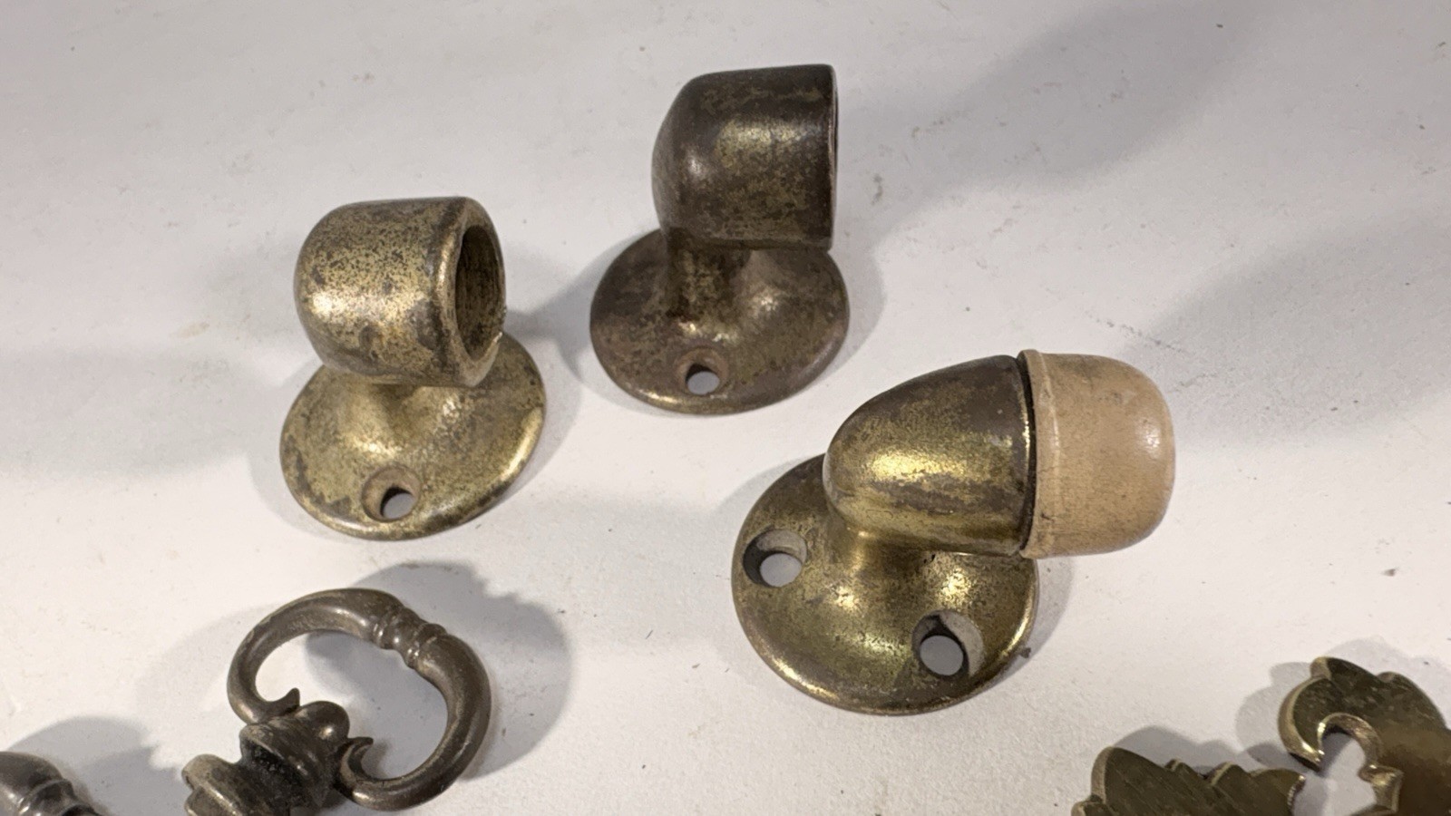 Lot Antique Furniture Pulls Escutcheons Floor Stops Hardware T