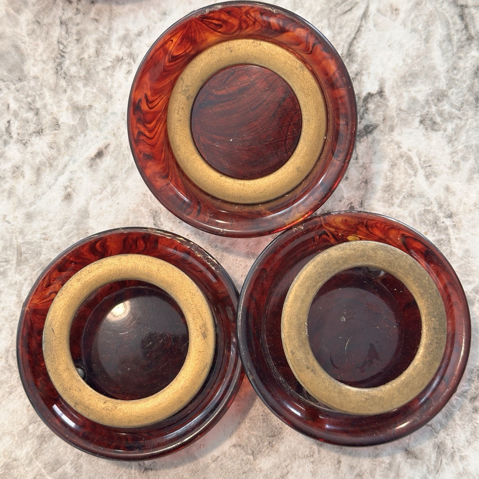8 Vintage Bakelite Art Deco Butterscotch Cherry Red Swirl Knobs Drawer Pulls
