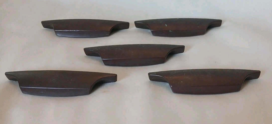 Set of Five (5) MCM Copper Drawer Pulls 3.5″ Across 1.75″ Centers Ajax? Amerock?