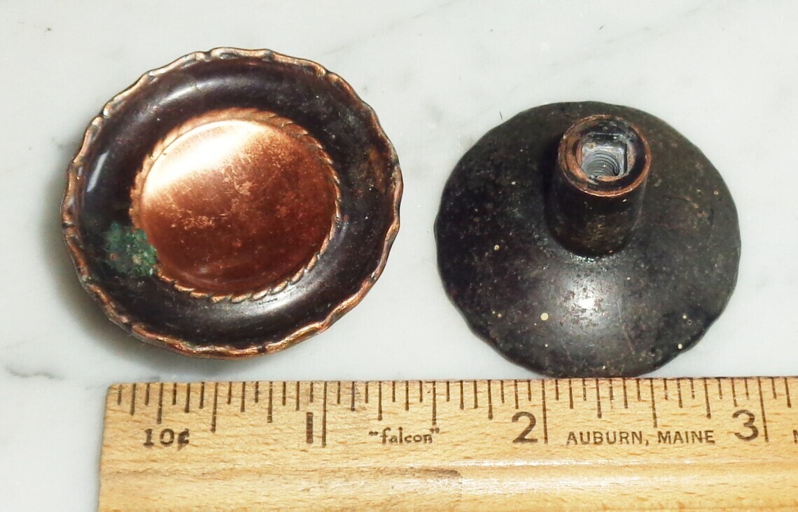 10 Vintage Ajax Copper Concave #976 Drawer Pull Cabinet Handle Knobs