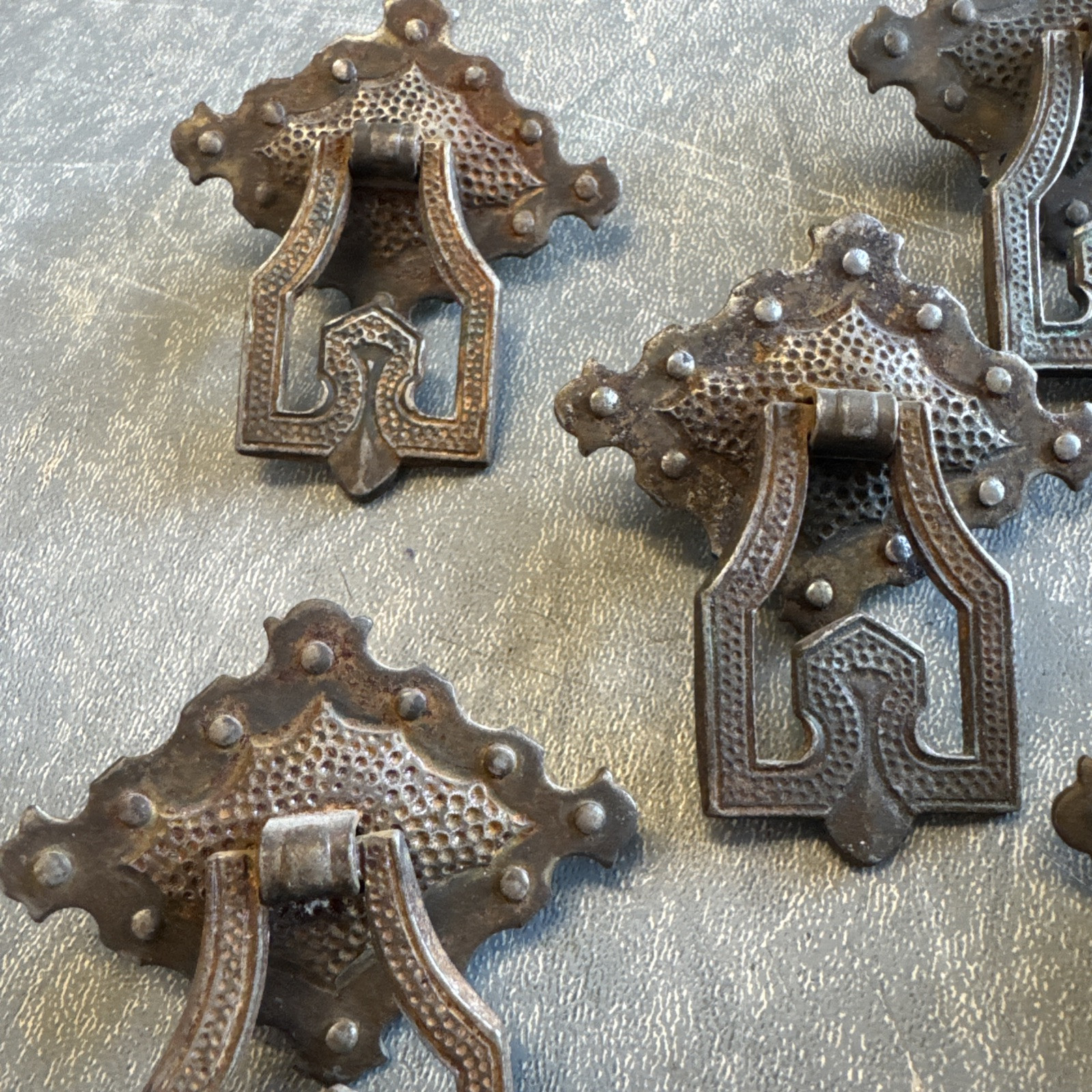 Gothic Spanish style drawer pulls 1920’s 6pc