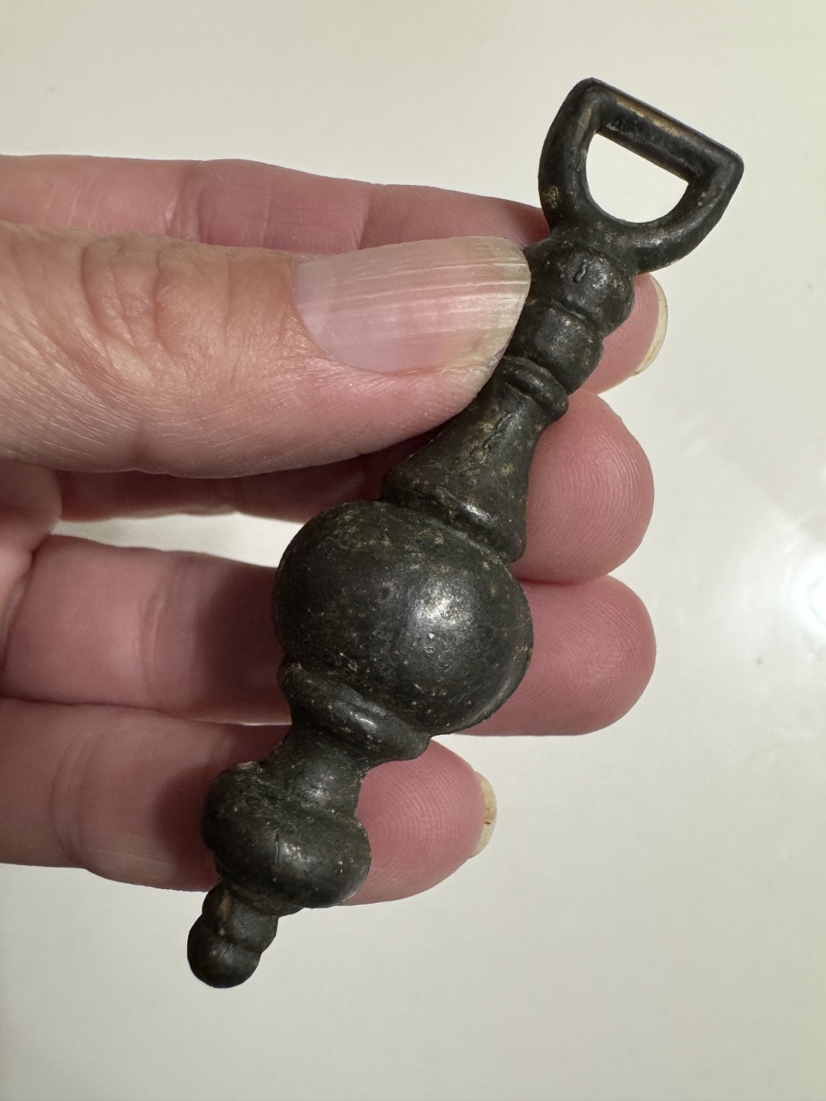 Vintage Large Bronze Antique Brass Tone Finish Hanging Drop Drawer Pull Hardware