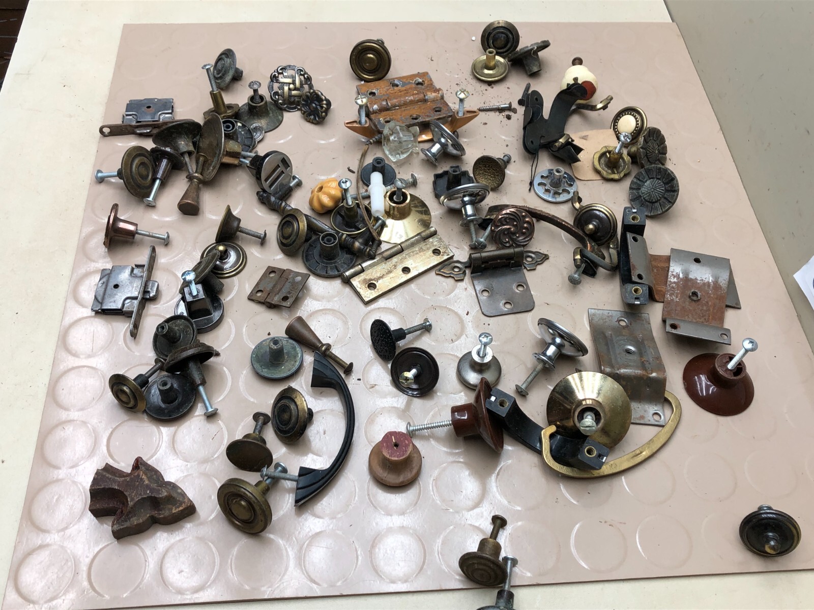 Lot Misc Cabinet Door Drawer Knobs Locks Hinges Vintage Hardware Restoration