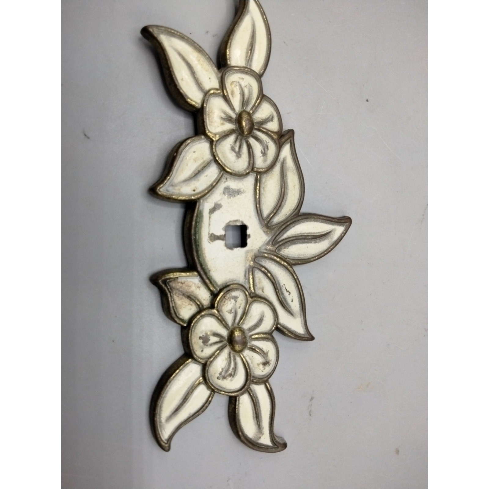 5 Vintage Flower Brass Flower Drawer Door Pull Back Plate