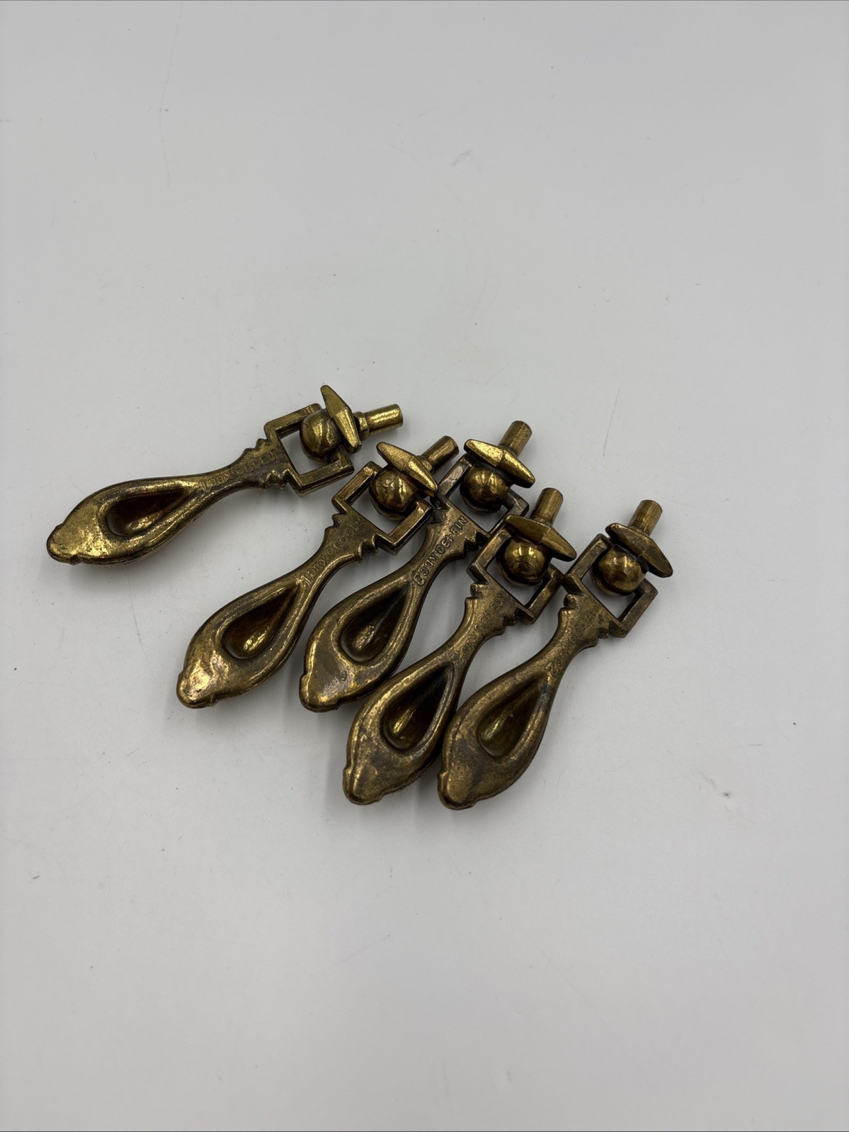 (5) Vintage KBC Drop Drawer Pulls Keeler Brass Co N18430 Without Back Plates