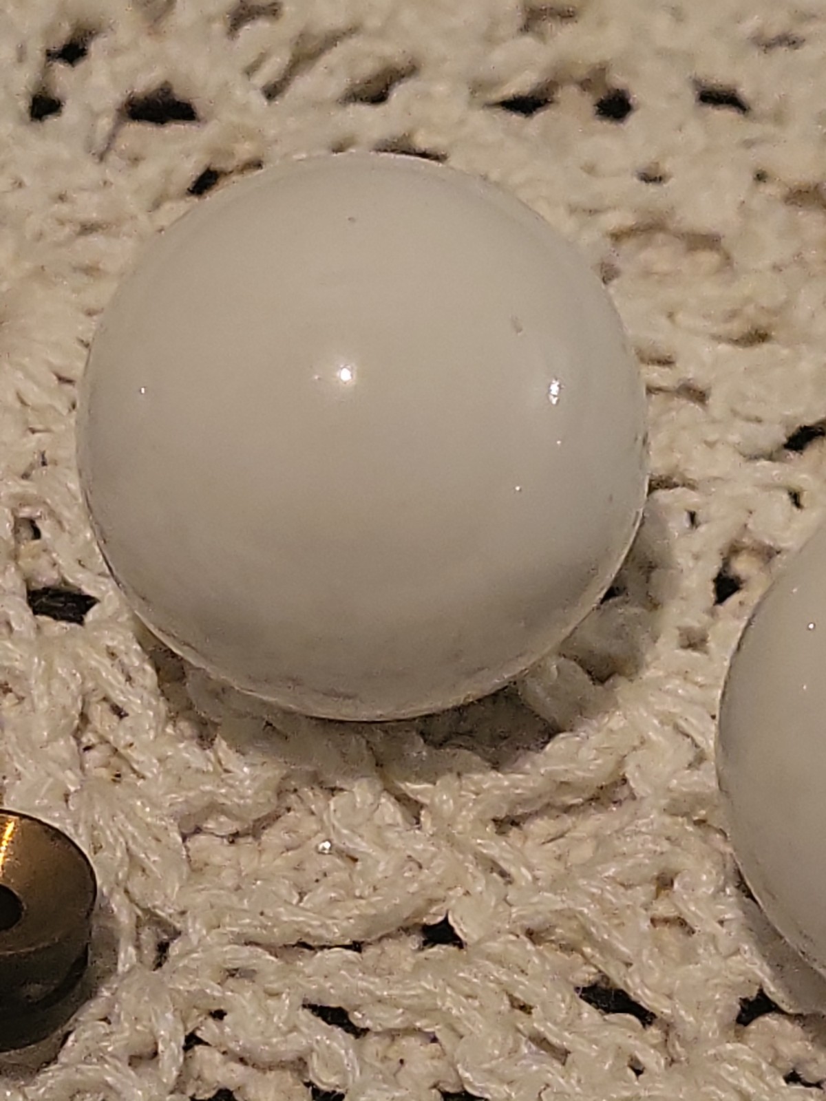 Set of 4 Vintage White Ceramic Drawer Pulls Knobs + Round With Flat Bottom