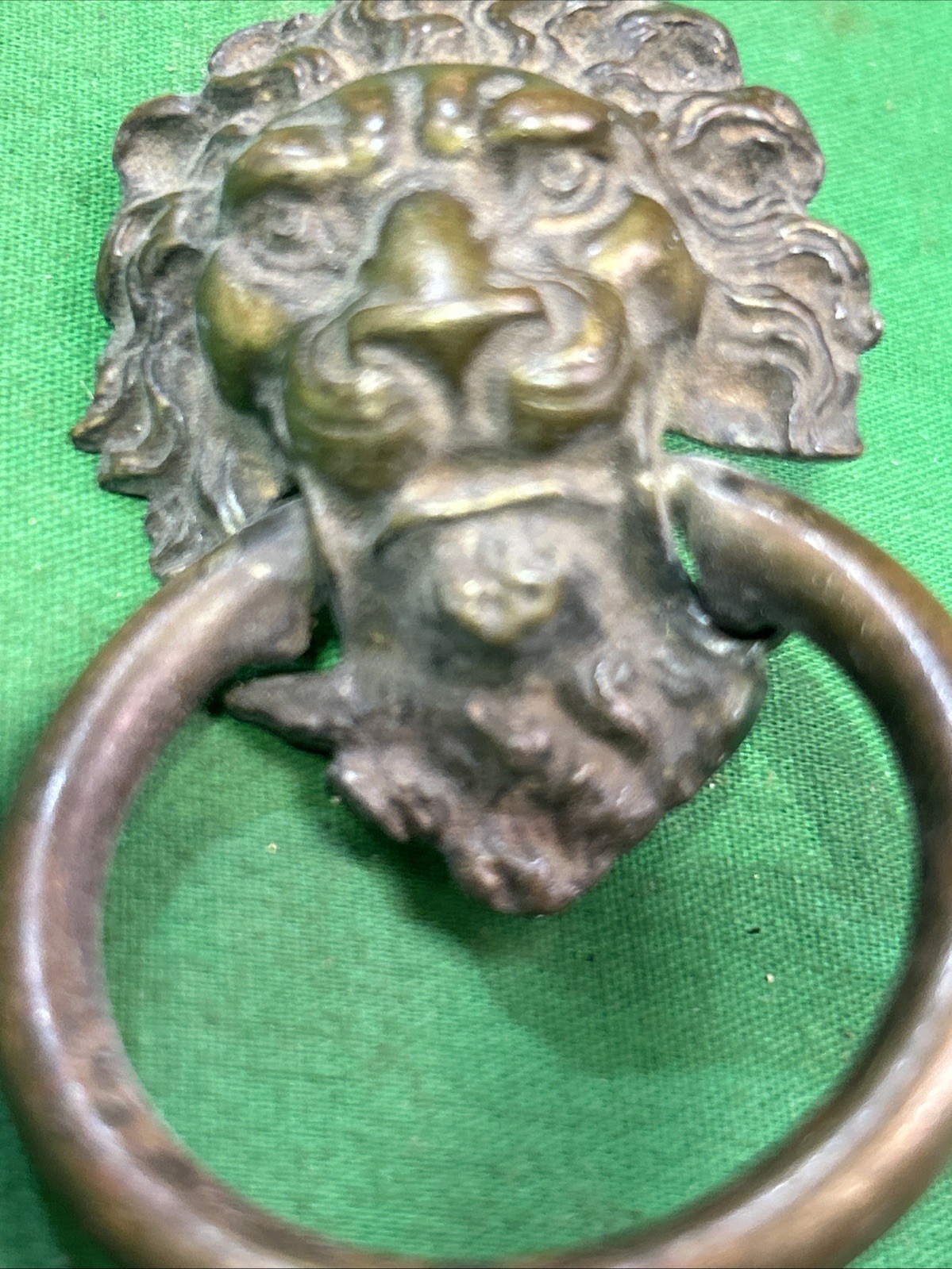 VINTAGE BRASS LION HEAD DRESSER CHEST DRAWER CABINET RING PULL