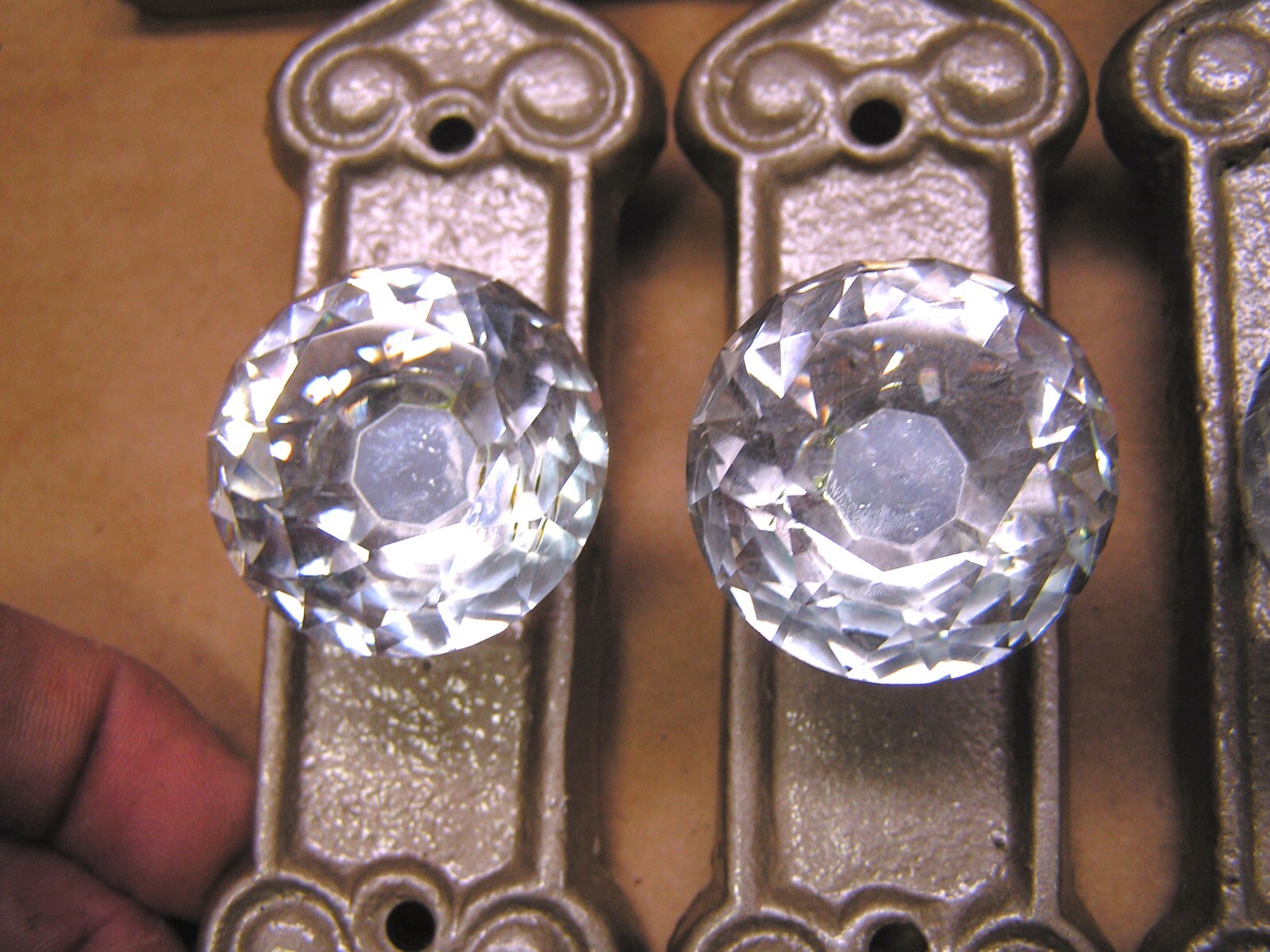 SIX Crystal style GLASS cabinet drawer pulls knobs handles, champagne colored