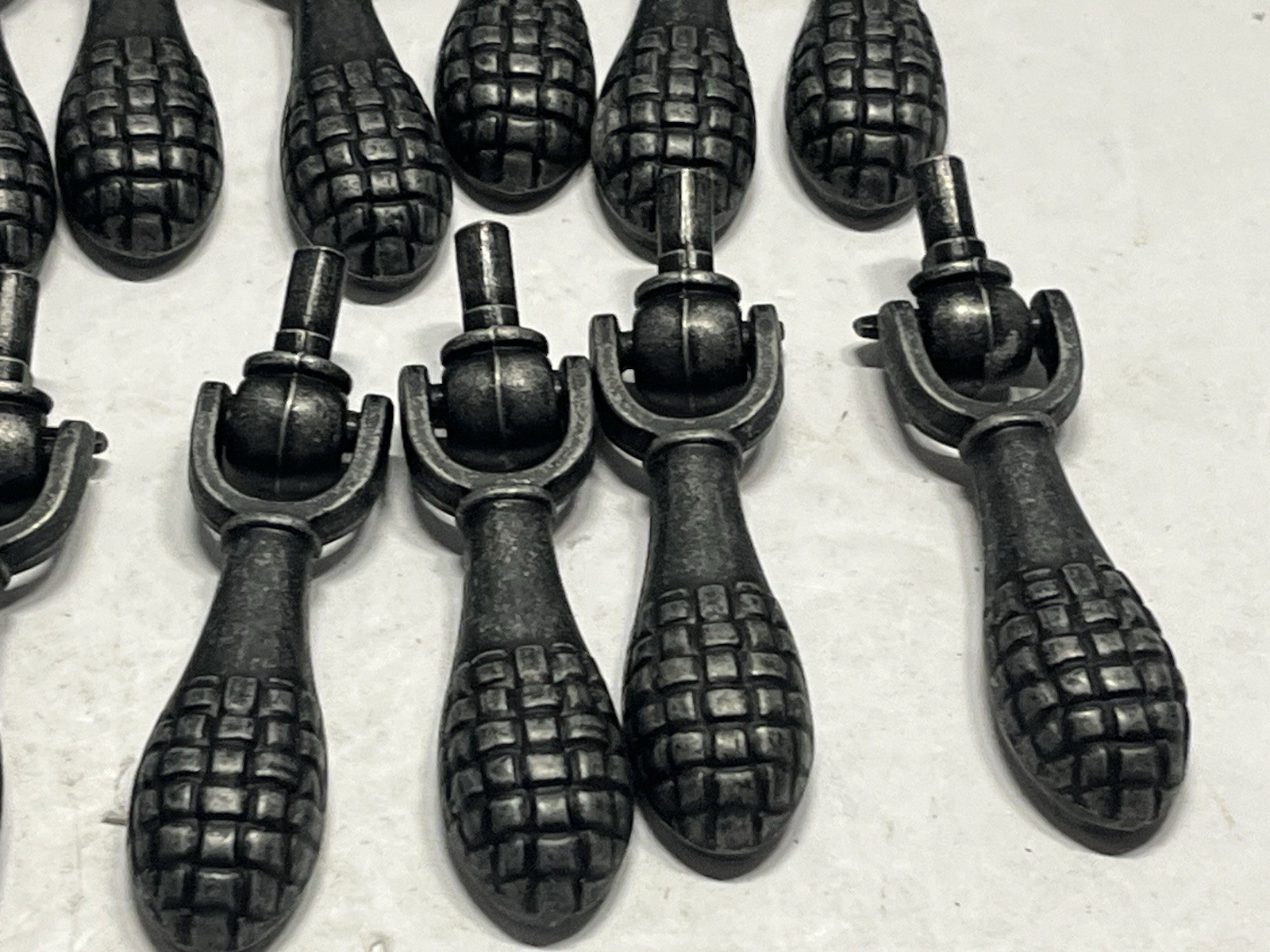 Vintage Lot (15) NOS KBC Gray/Black Basketweave Teardrop Drawer/Cabinet Pulls
