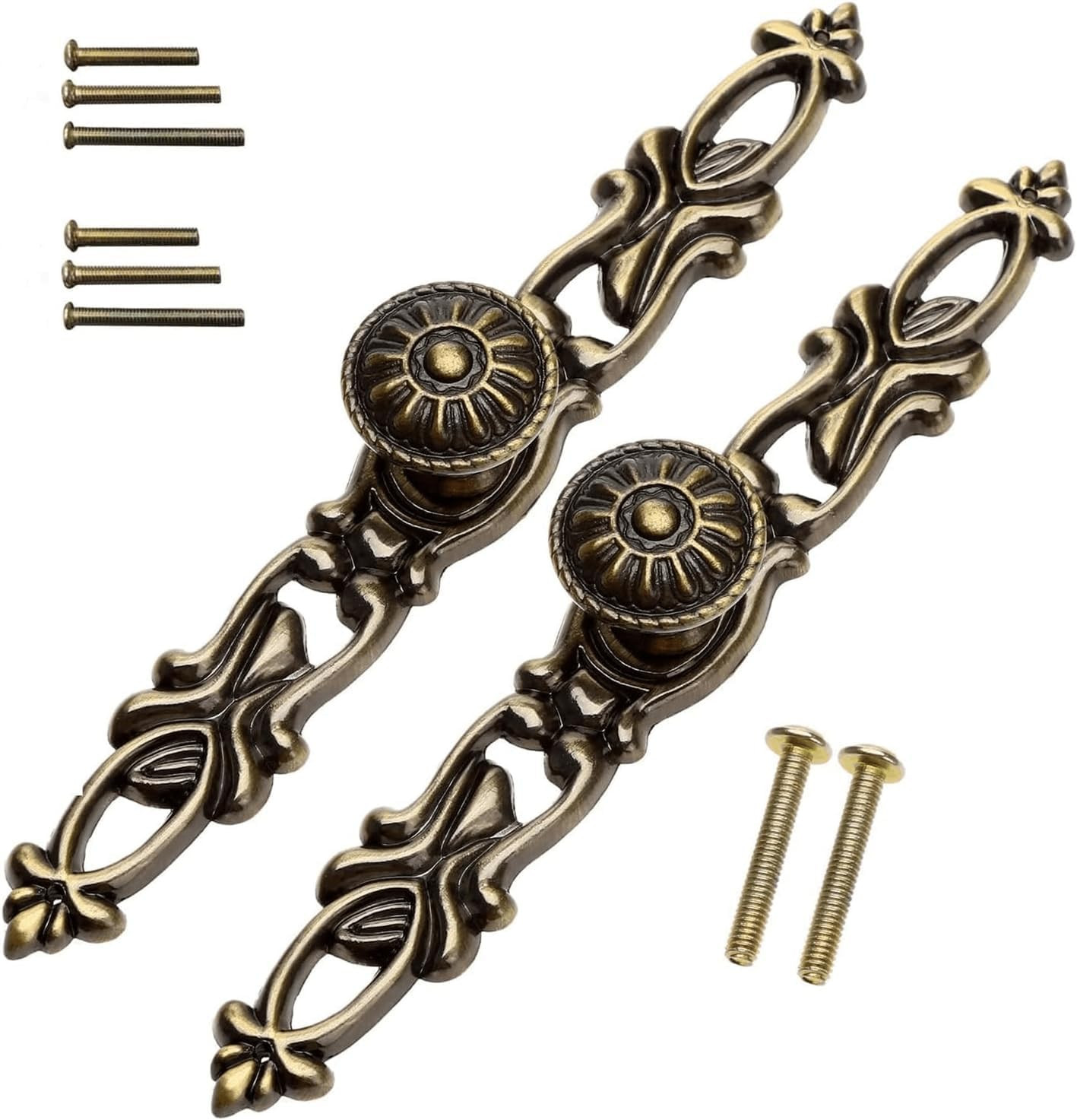 2Pcs Vintage Style Pulls Handles, Antique Bronze Cabinet Knobs for Furniture Dra
