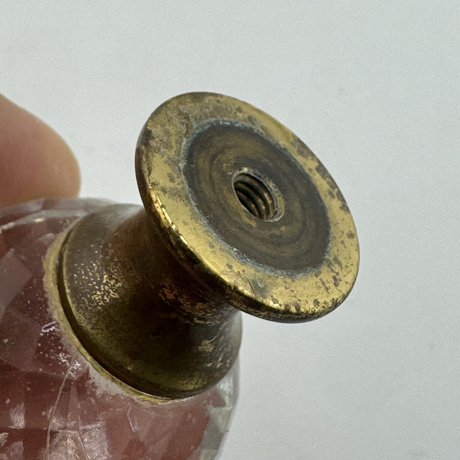 Lot 23 VTG 1930’s Faceted Glass Crystal Drawer Pulls Brass Cabinet Knobs 3 Sizes