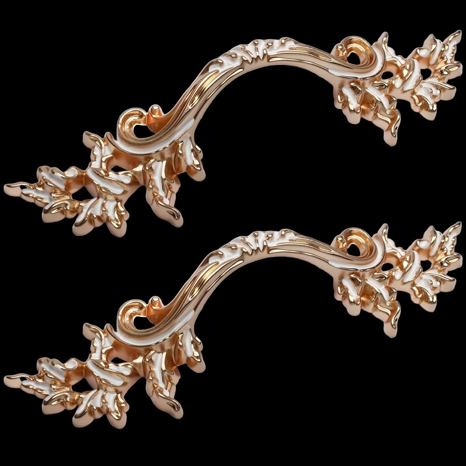 Stylish Gold & White Cabinet Handles 64mm – Durable Zinc Alloy Pulls, Set of 2
