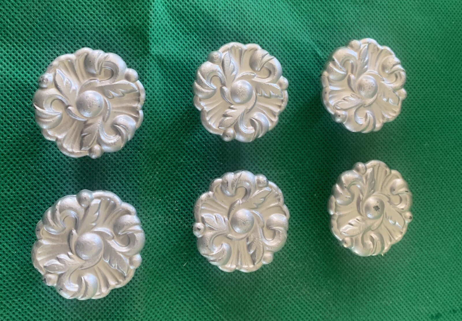 SET 6 Drawer Pull Cabinet Knob French Provincial Mid Century Modern Satin Nickel