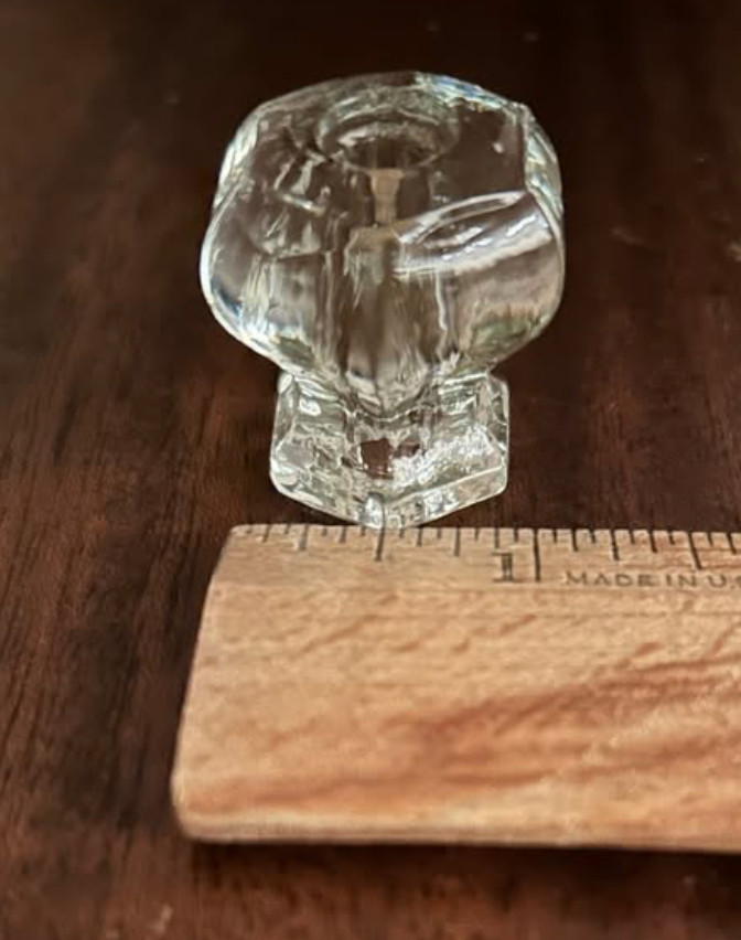 SET 3 + 1 1.125″L X 1.125W Antique Glass Drawer Pulls Knobs Hexagon 1920s