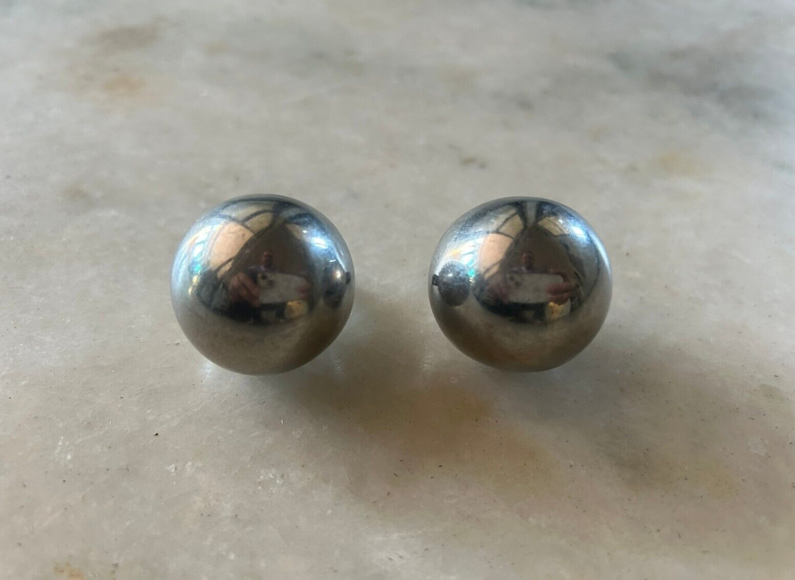 Vintage Stainless Steel Round Cabinet Drawer Ornate Knob Pull Handle 2pcs