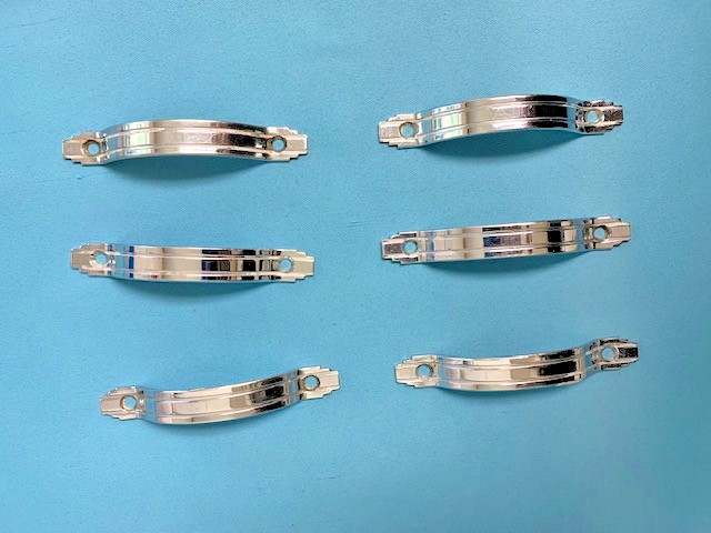 Chrome Art Deco Cabinet Drawer Pulls 1940’s stepped geometric ends