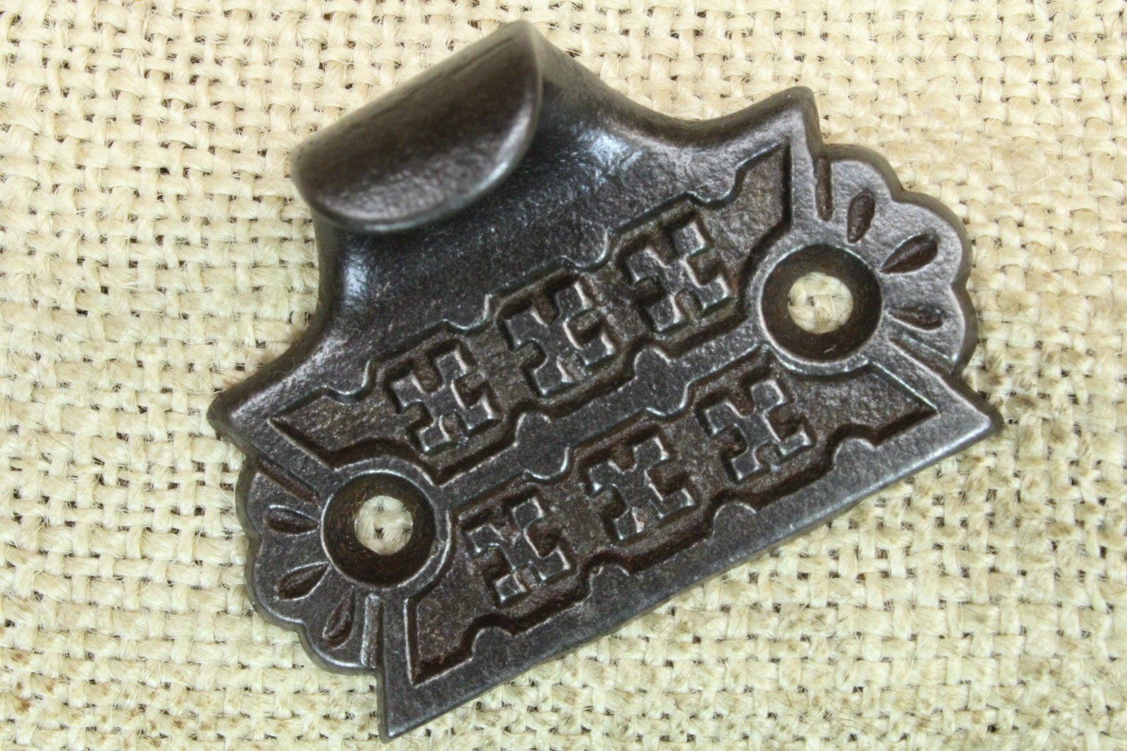 Old Window Sash Lift Pull Restored Cast Iron Eastlake Geometric X Flower Pattern