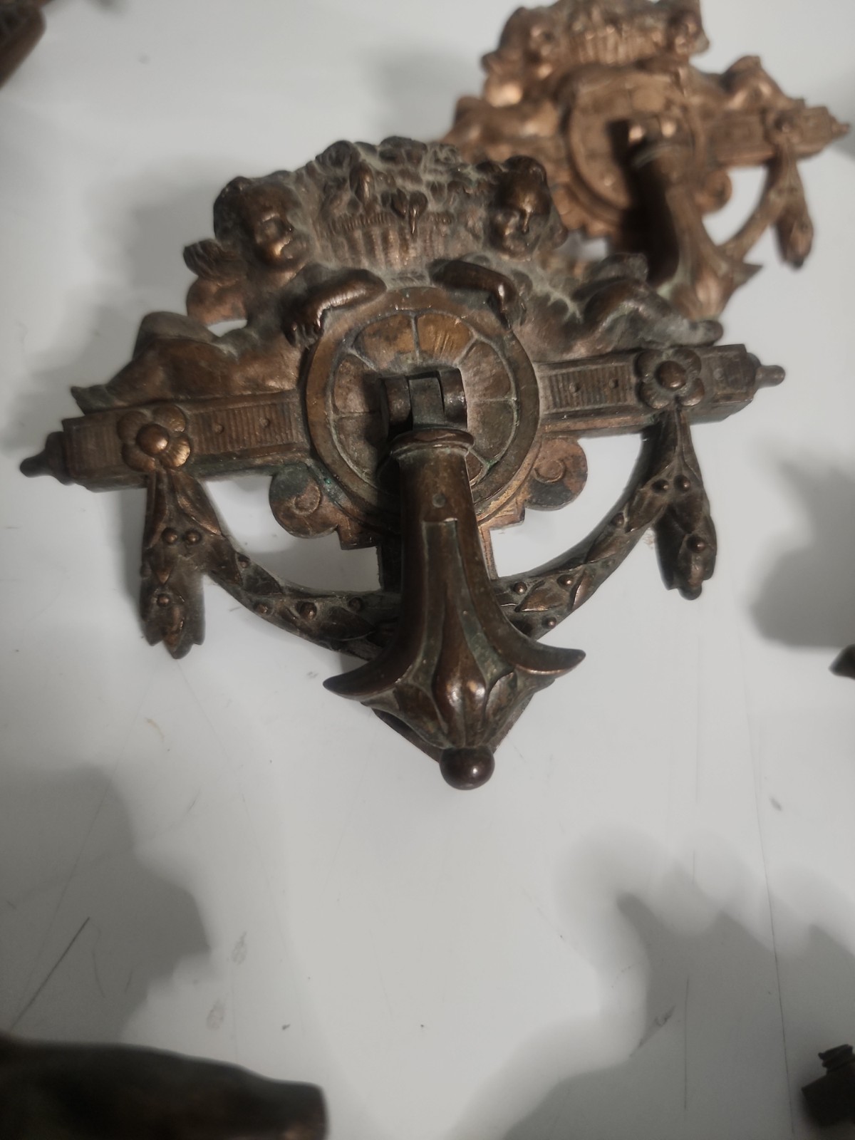 ULTRA RARE Set of 8 Antique 19th-Century French Rococo Bronze Putti Pulls
