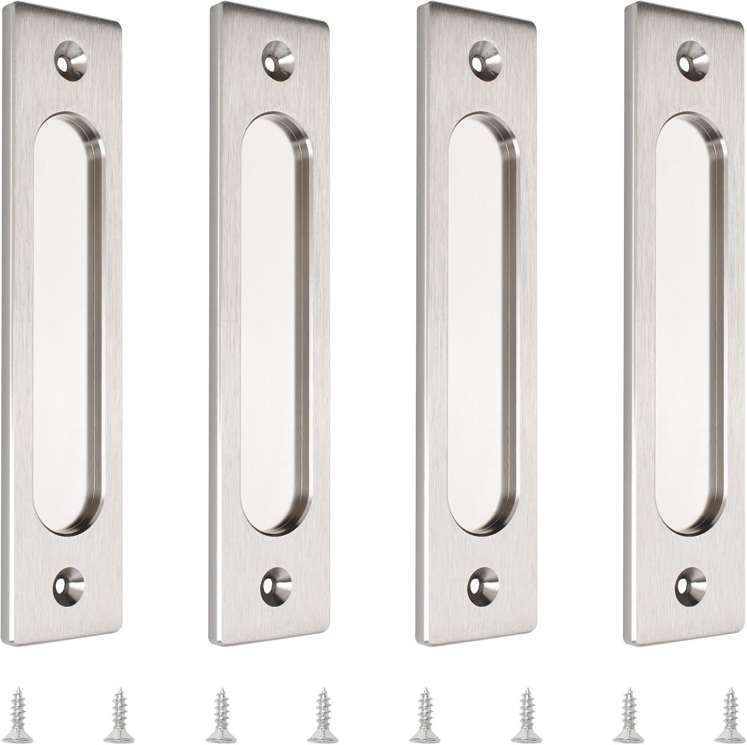 180MM Rectangual Recessed Sliding Door Handle, 4pcs Brushed Steel Flush Pulls Al