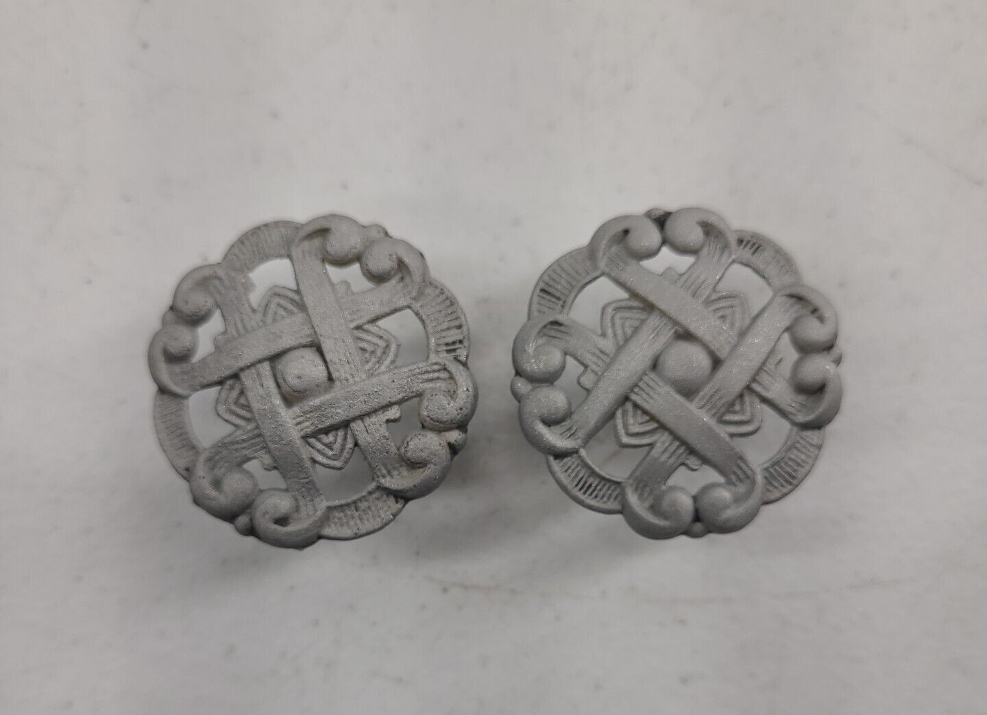 Vintage Lot of 10 Woven Drawer Pull Knobs Metal Floral Scrolls 1.5 inch Round