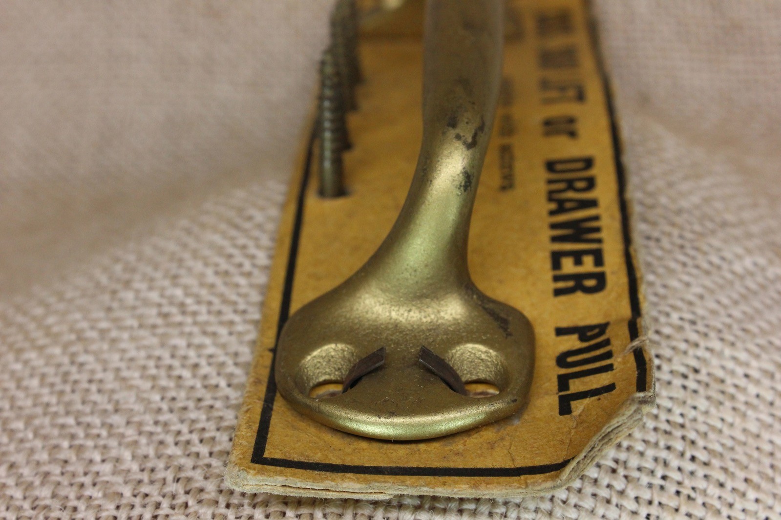 Old Screen Door Offset Handle Drawer Pull Sash Lift Vintage Brass Color Carded