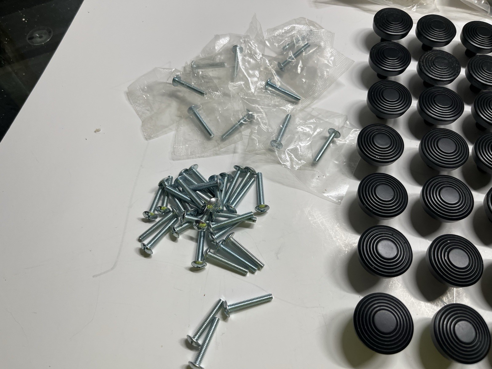 Vintage Lot (40) NOS 2006 Matte Black Heavy Ribbed Design Drawer/Cabinet Knobs