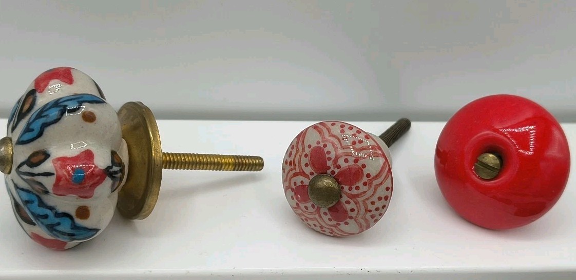 Lot of 11 Multi-Color Porcelain Drawer Pulls Cupboard Knobs Hobby Lobby style