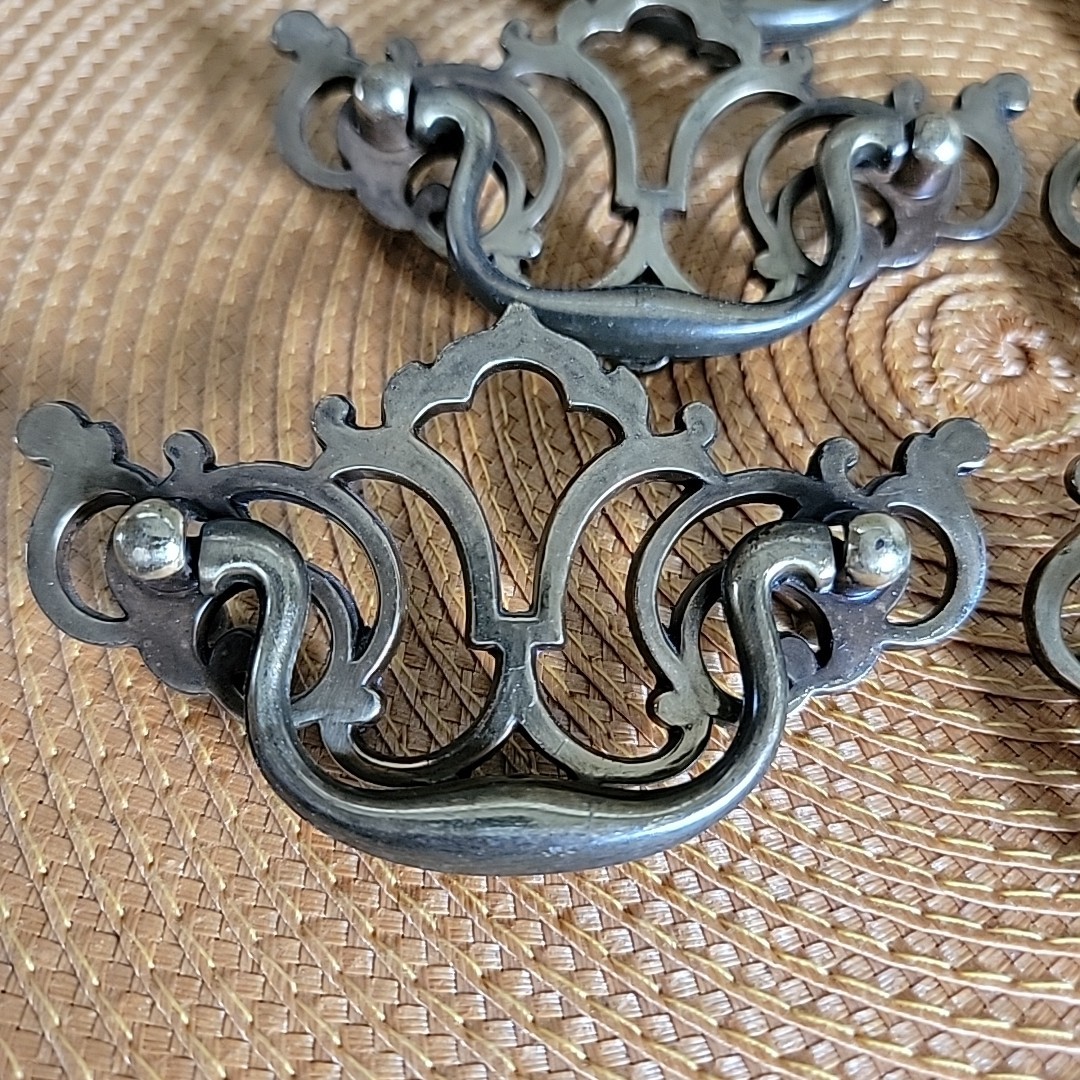 Lot of 6 VTG Brass Metal Drawer Pulls Handles Batwing Keeler Brass Co KBC1 N1935