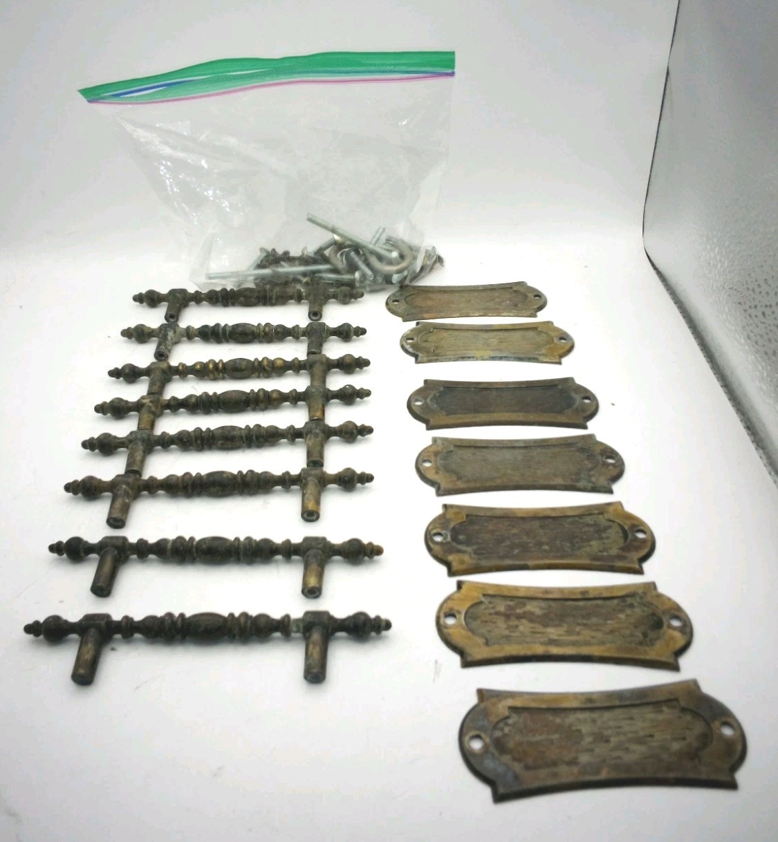 Lot 15 PCS Vintage Allison Drawer Handles Plaques Brass Japan