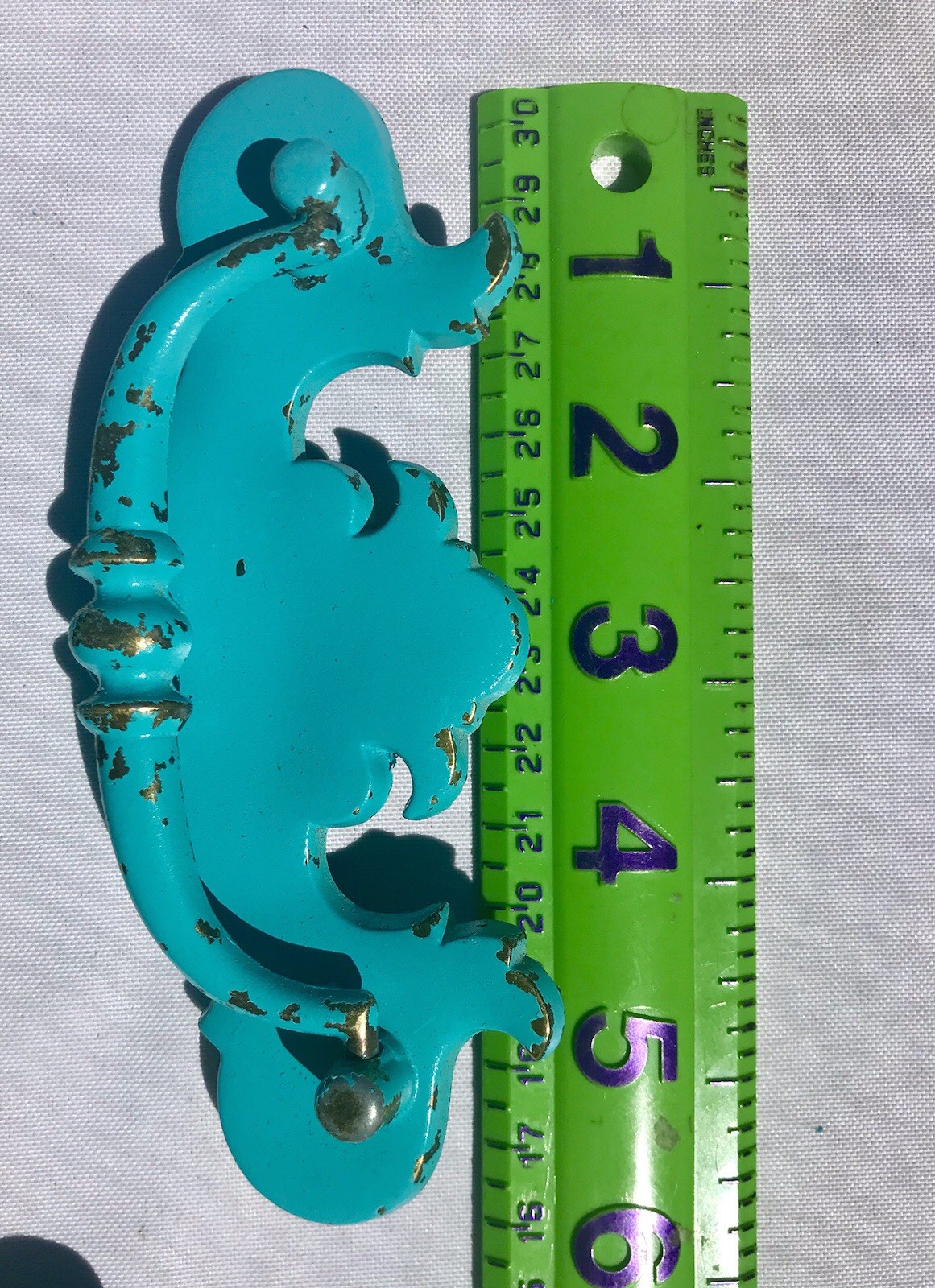 Vtg Turquoise Blue Dresser Desk Cabinet Drawer Pulls 5.5” Set 8 Cottage Western