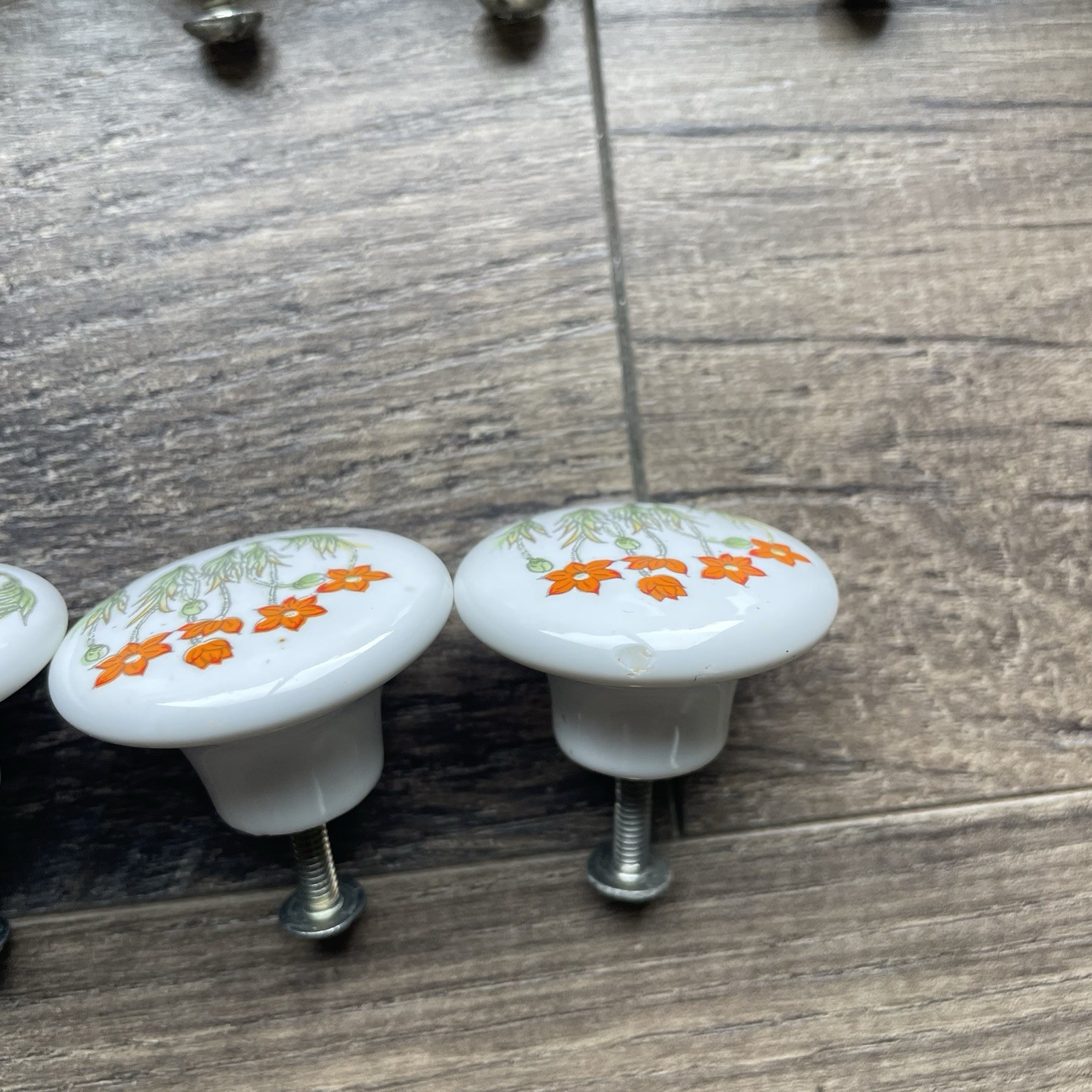Vintage Lot of 17 Floral (3 Designs) Porcelain Cabinet Knobs Counterpoint Japan