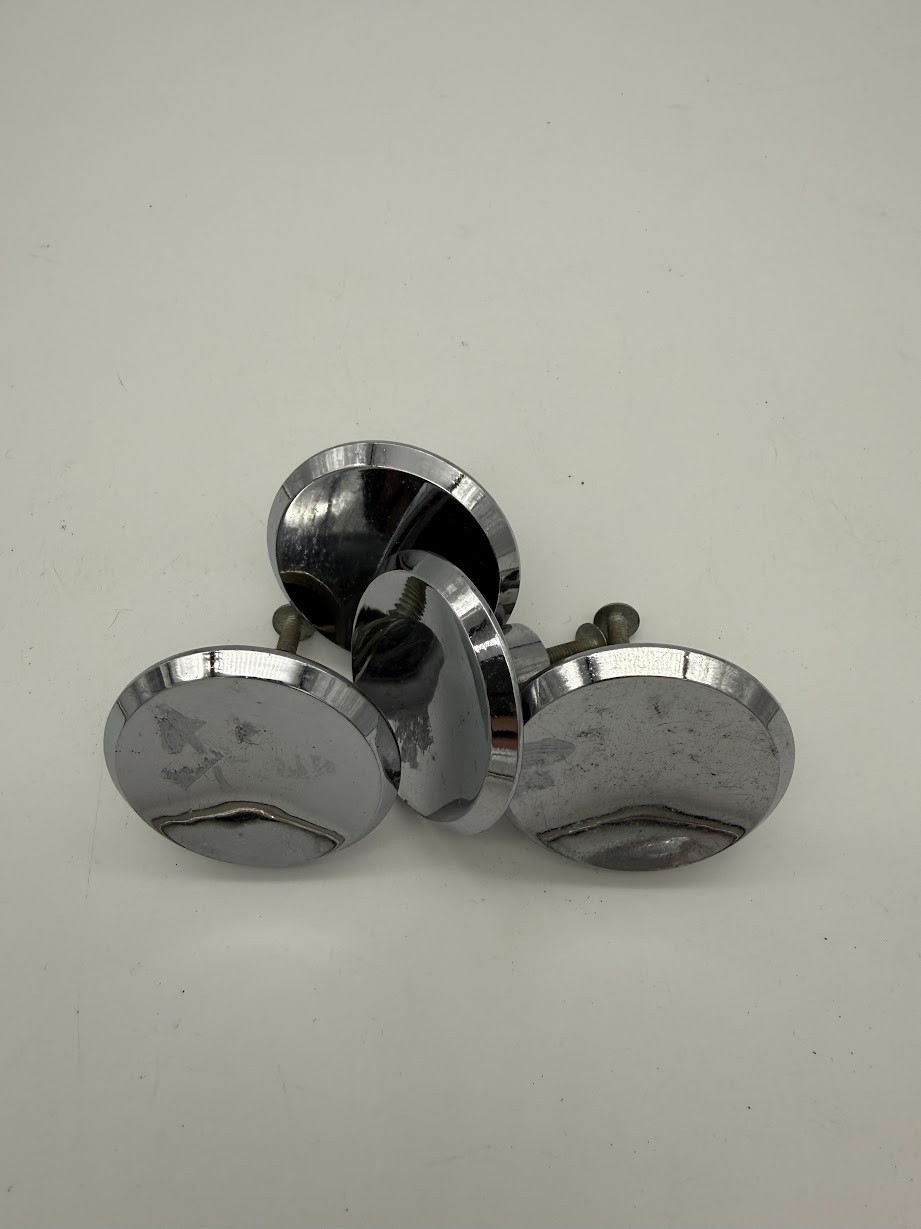 Vintage Chrome Cabinet Drawer Pull Knobs Mid Century 1. 5″ Diameter Lot Set 4