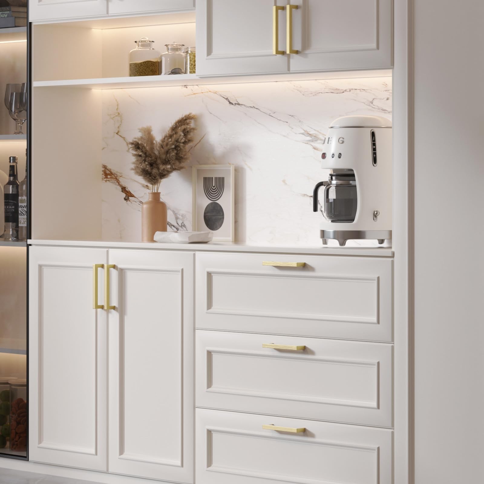 Goldenwarm 10Pack 5In Brushed Gold Cabinet Pulls Gold Cabinet Handles Gold