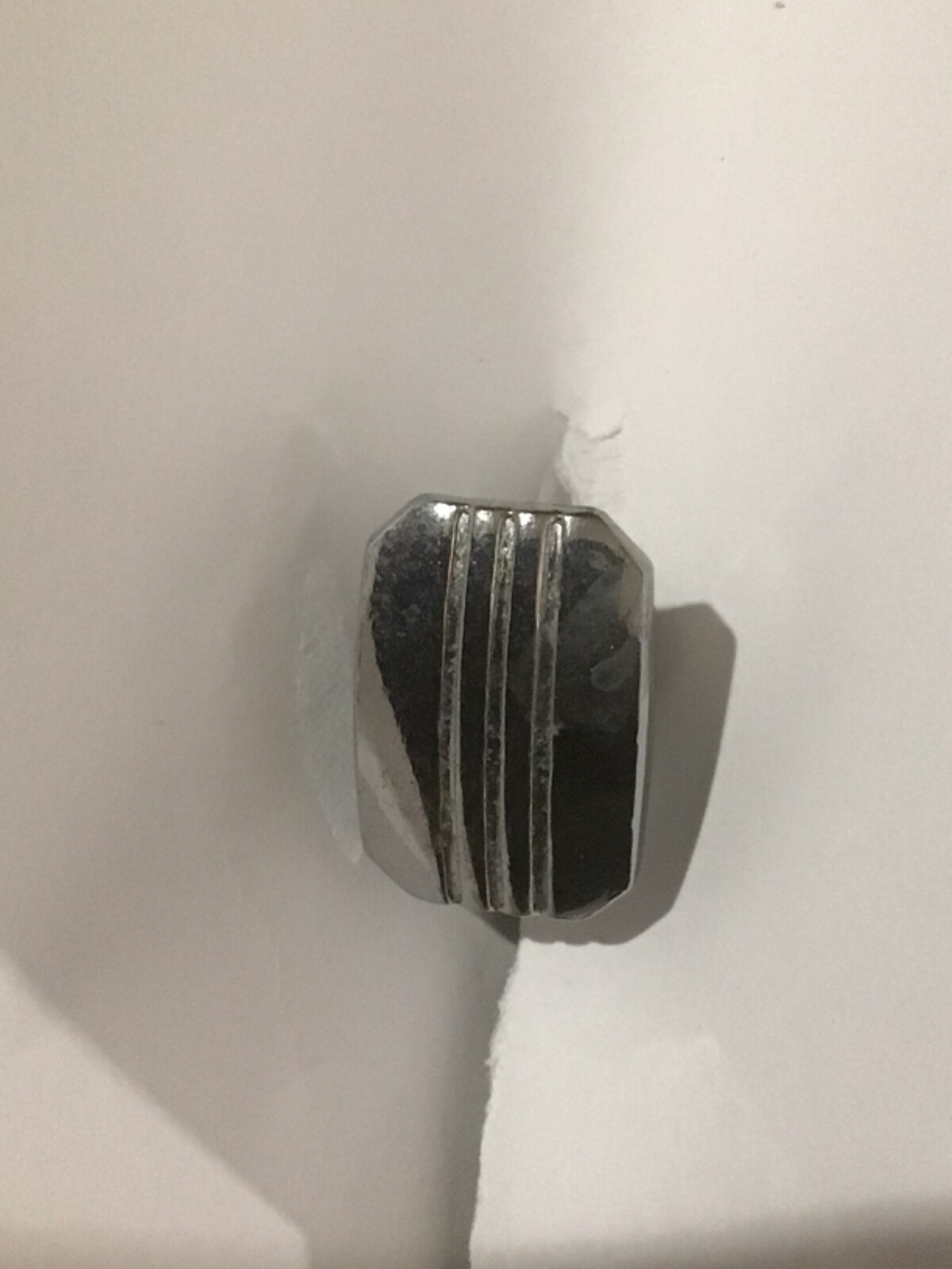 1950’s Vintage Chrome Lined Rectangular Draw Knob NEW