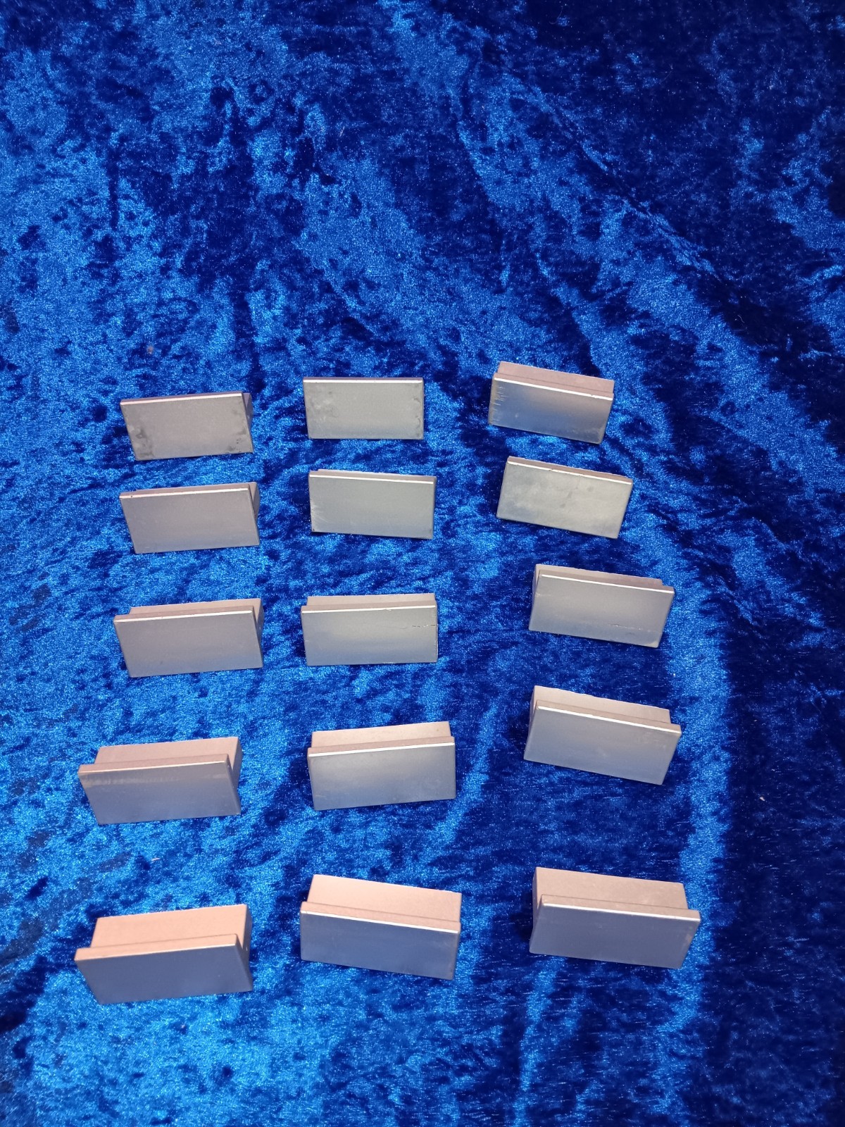 Set of 15 Reclaimed Silver Plastic Rectangular Modern Project Cabinet Handles