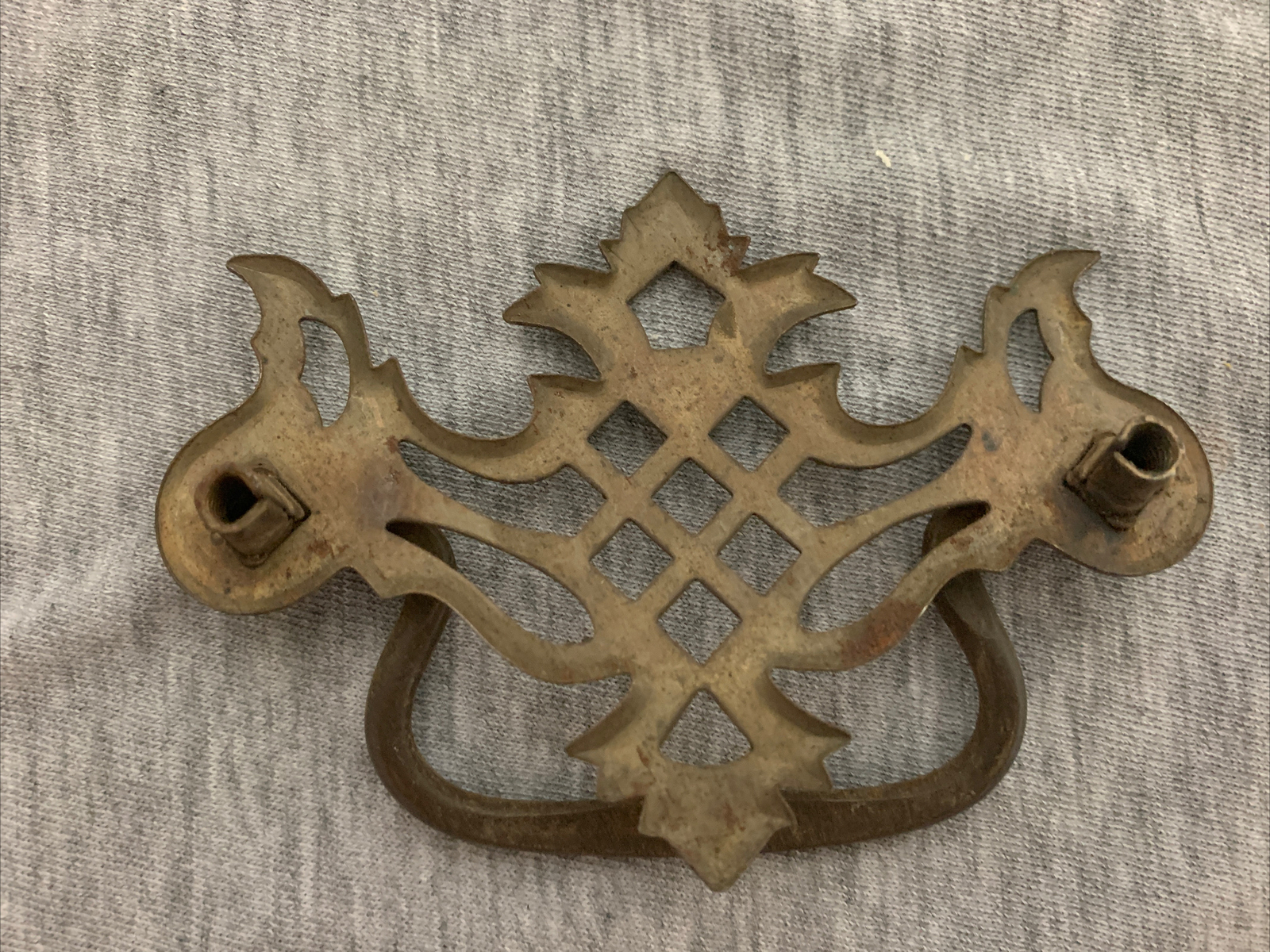 Vintage Brushed Brass Batwing Handle Drawer Pulls Lot of 4