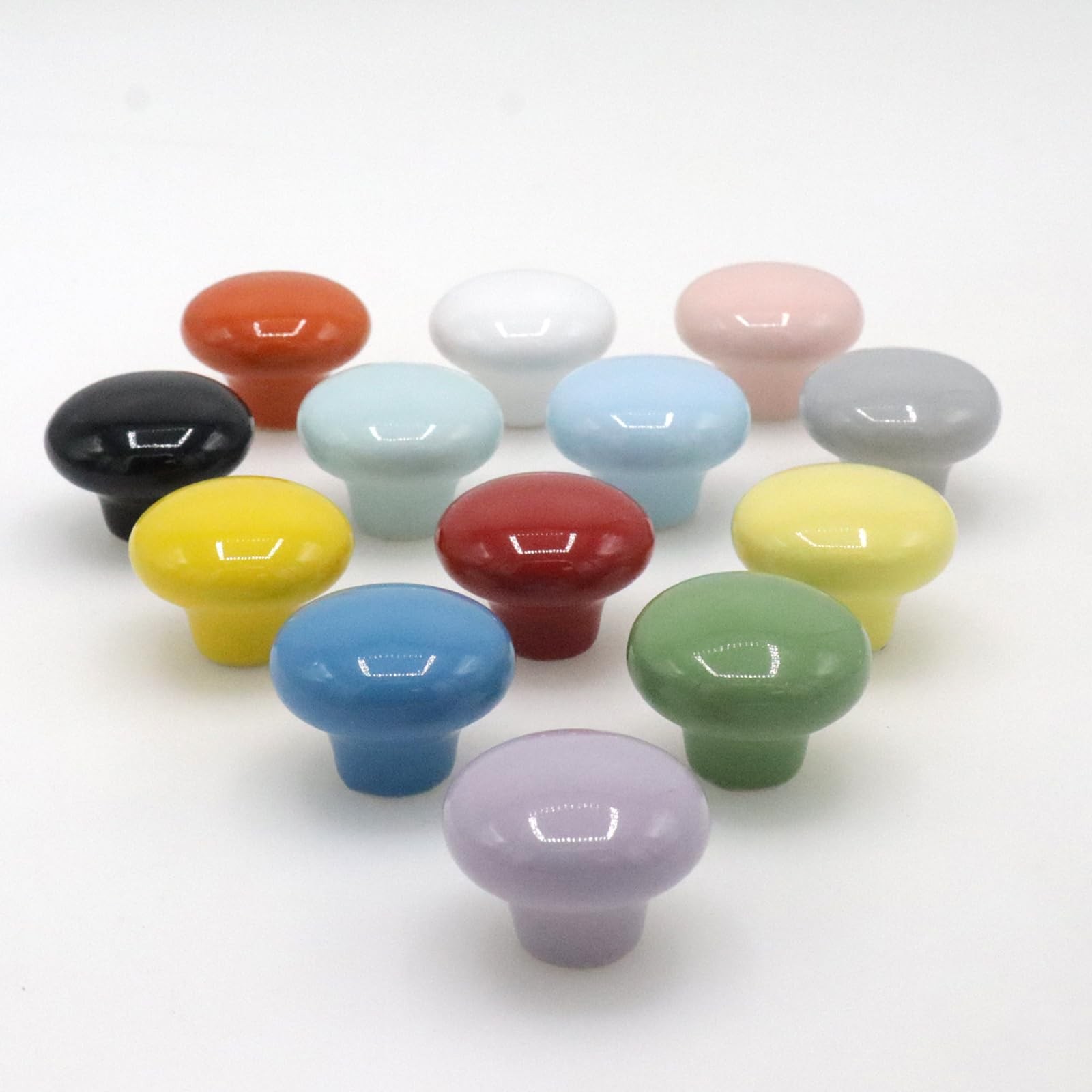 10Pack Ceramic Cabinet Knobs, 1.26Inch/32mm Orange Round Drawer Dresser Knob Pul