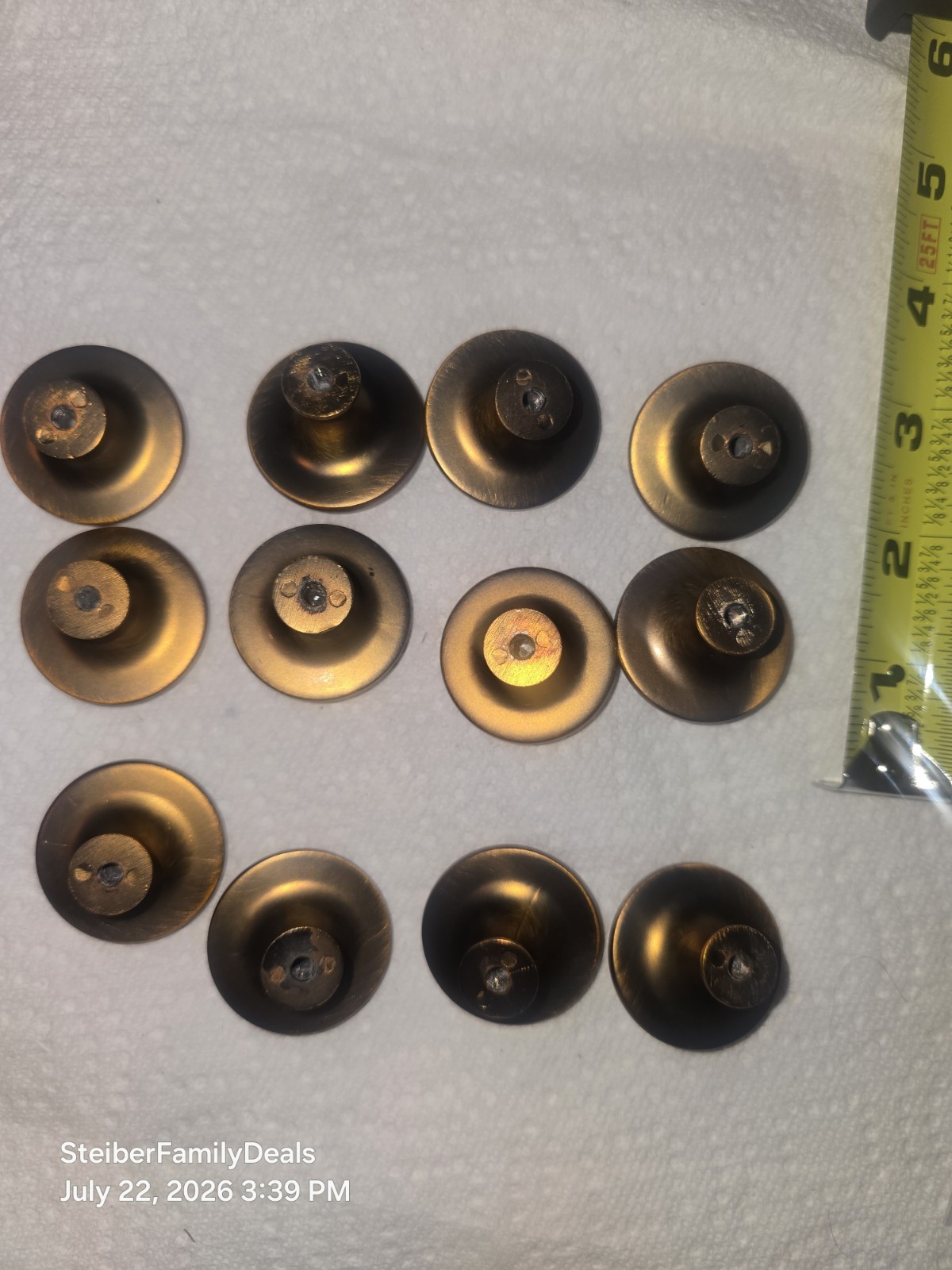 12 Antique Brass Knobs / Handle Pulls – Flower Pattern for Cabinets Drawers