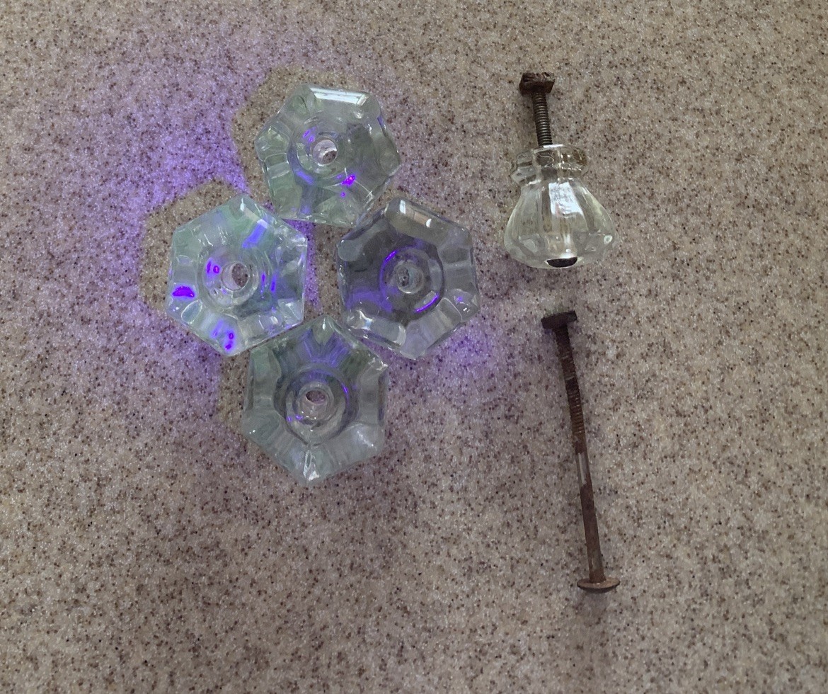 5 Vintage Depression Style 2 Size Hexagon Clear Glass Drawer/ Cabinet Knob Pulls
