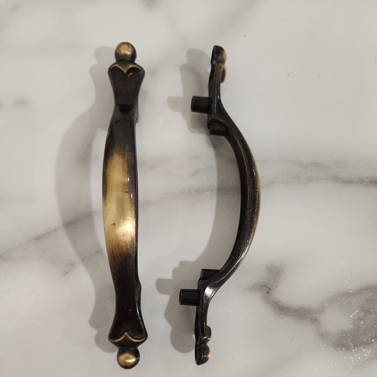 Set of 2 Antique English Amerock 859 Vintage Drawer Pull Handle Brass 3″ Center