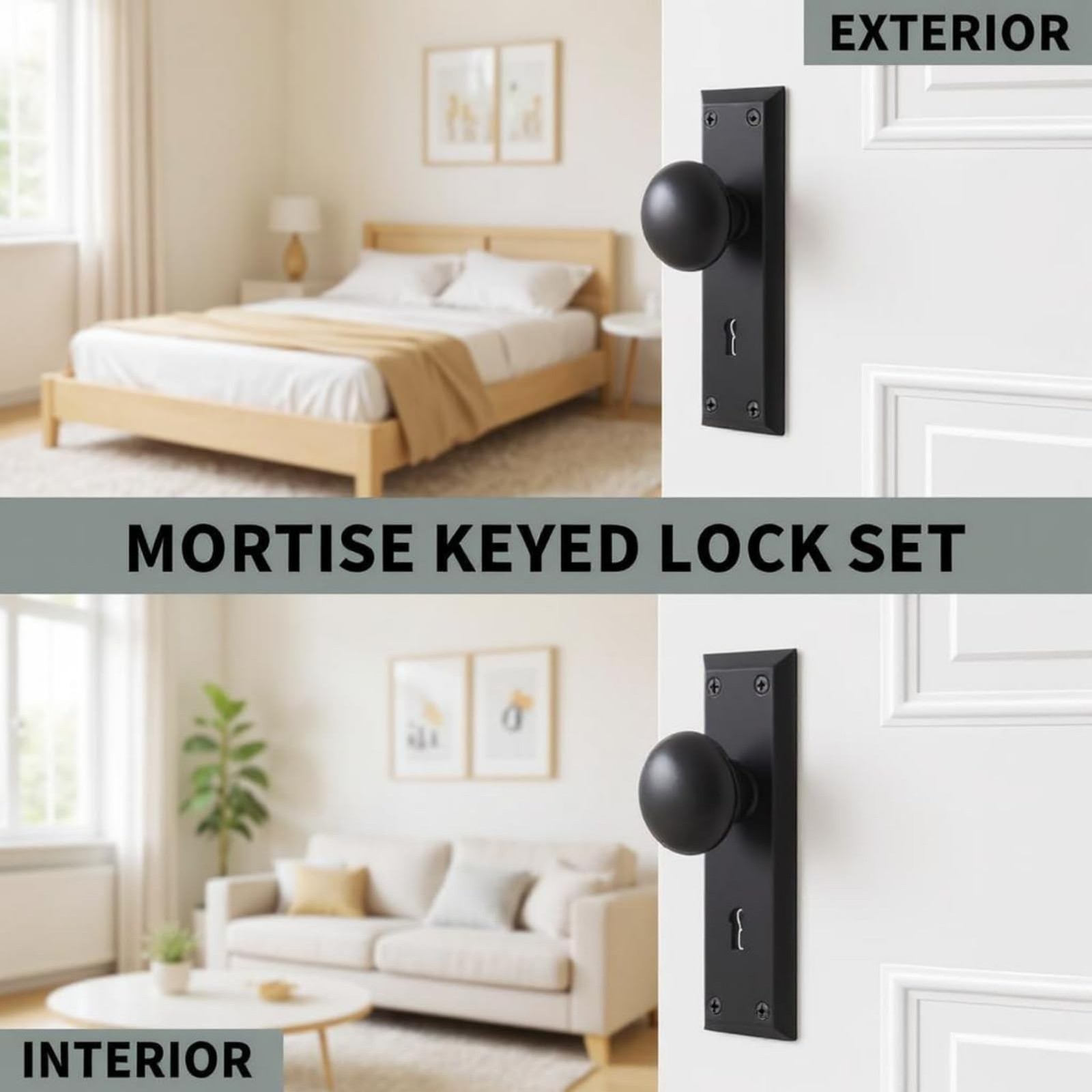 4 Pack Vintage Mortise Lock Set for Interior Doors – Antique Door Knobs wi