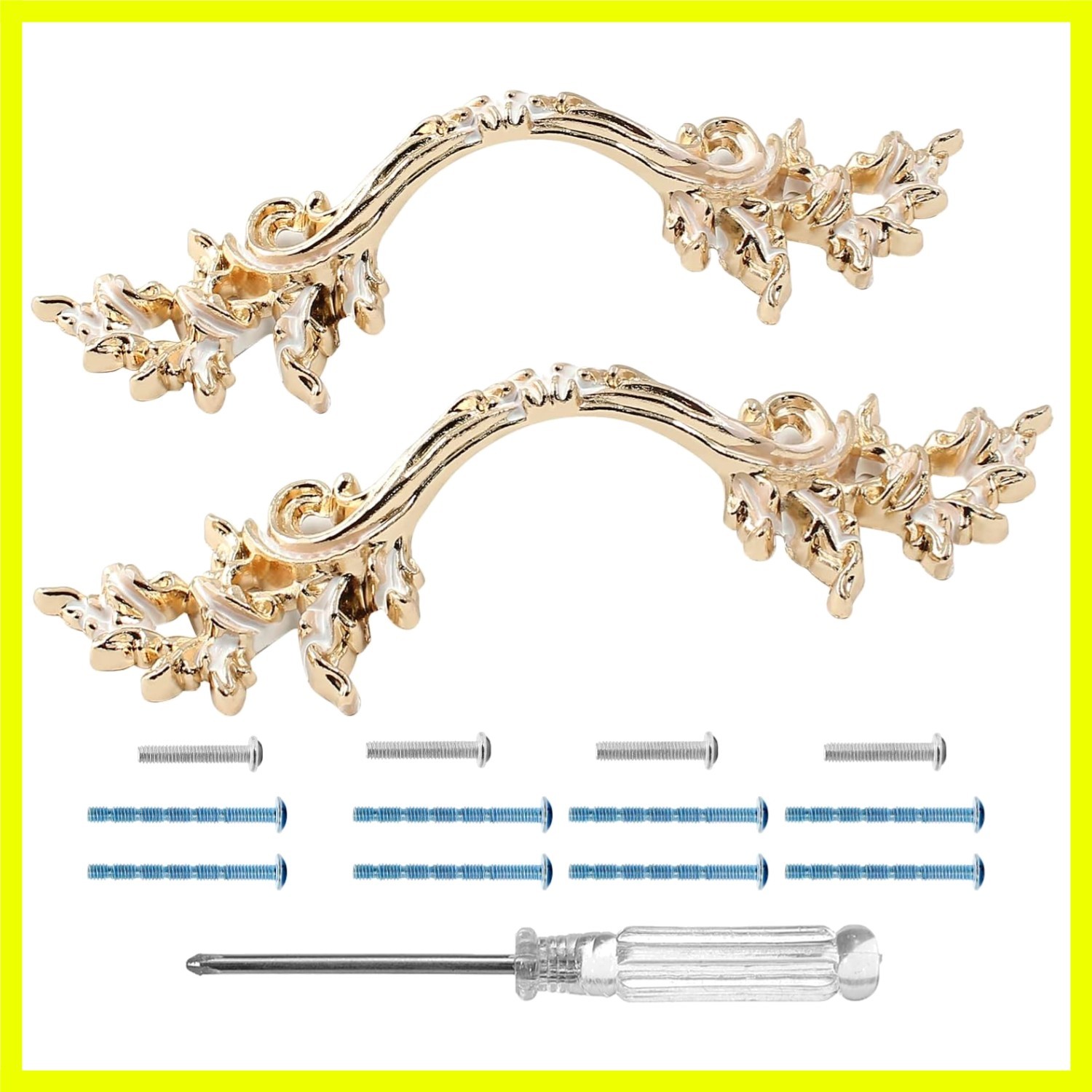 Stylish Gold & White Cabinet Handles 64mm – Durable Zinc Alloy Pulls, Set of 2