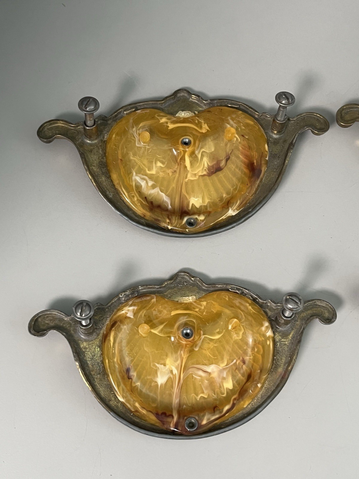 Vintage (1930’s-1940’s) Keeler Art Deco Celluloid & Brass Original Drawer Pulls